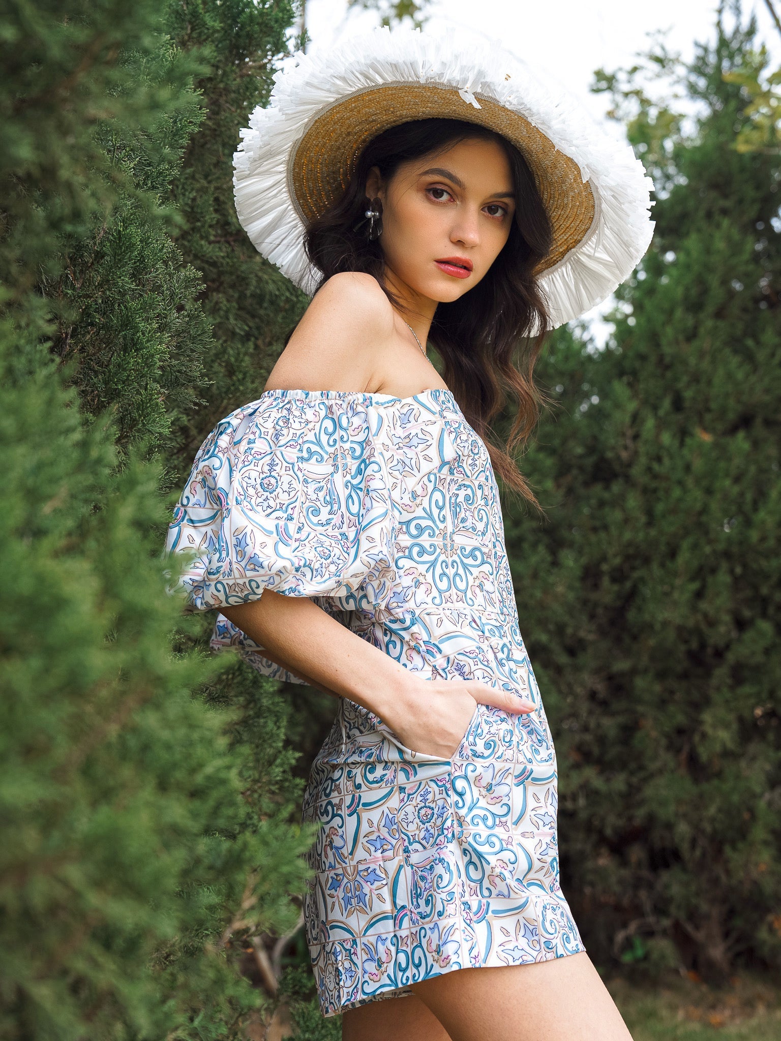 RP2283 - Paisley Pattern Off-Shoulder Romper (2S-2M-2L)