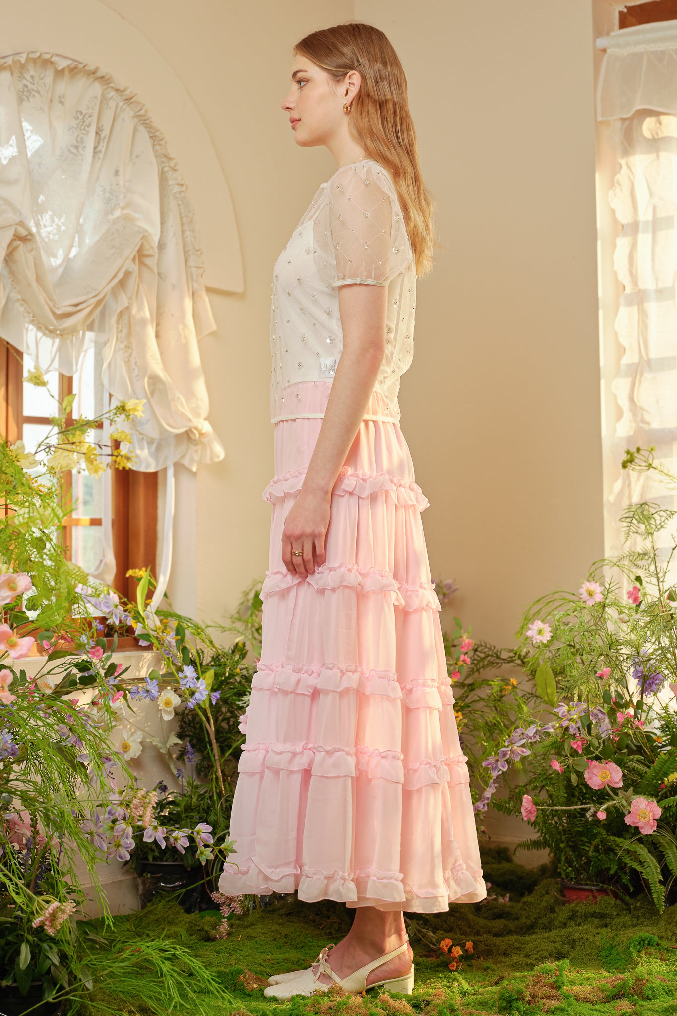 RP2757 - Blush Ruffle Cascade Maxi Skirt (2S-2M-2L)