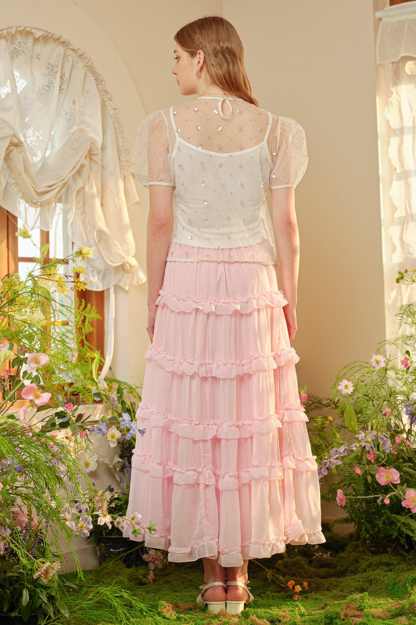 RP2757 - Blush Ruffle Cascade Maxi Skirt (2S-2M-2L)