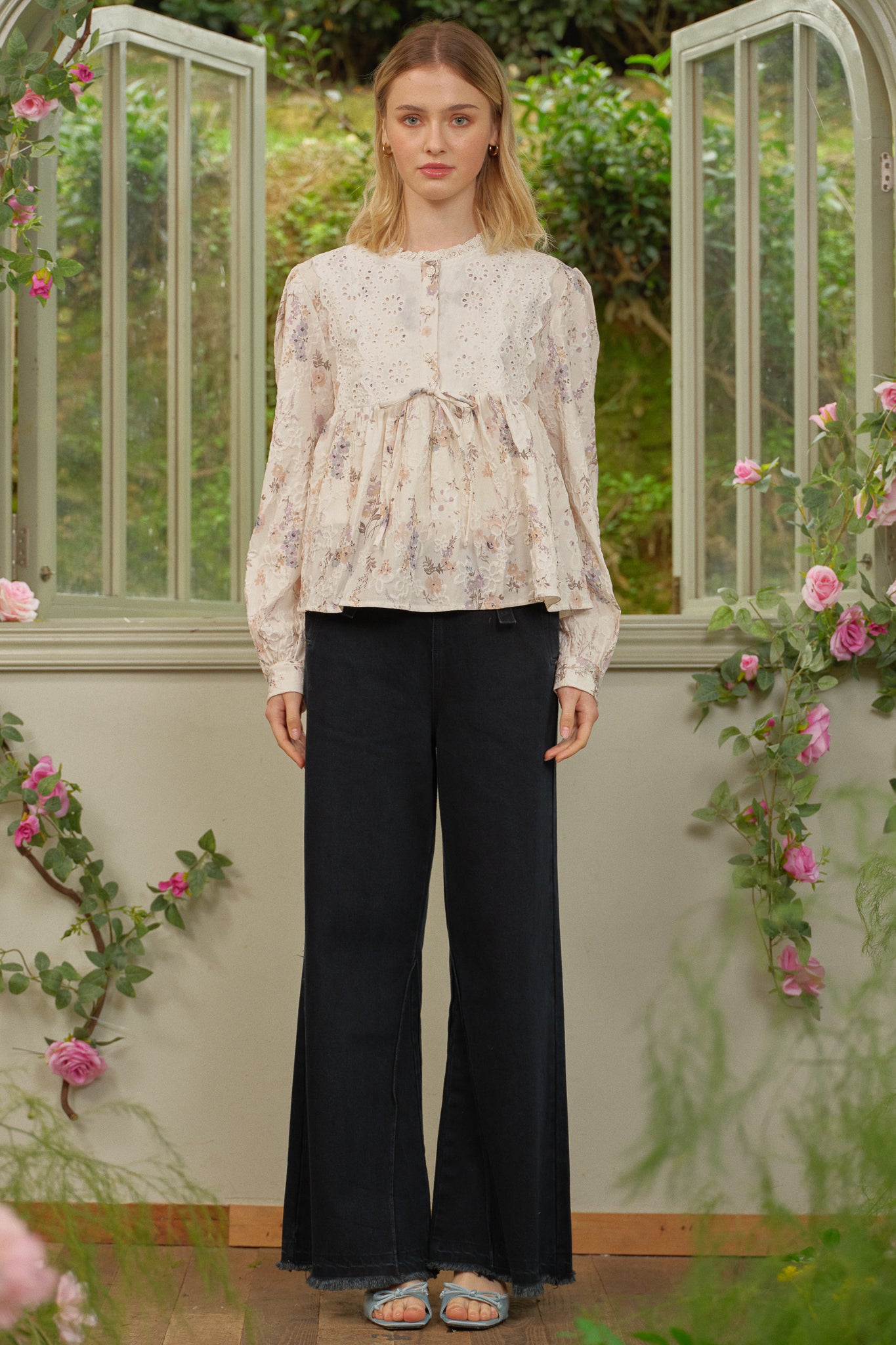 RP2678 - Soft Bloom Embroidered Peplum Top (2S-2M-2L)