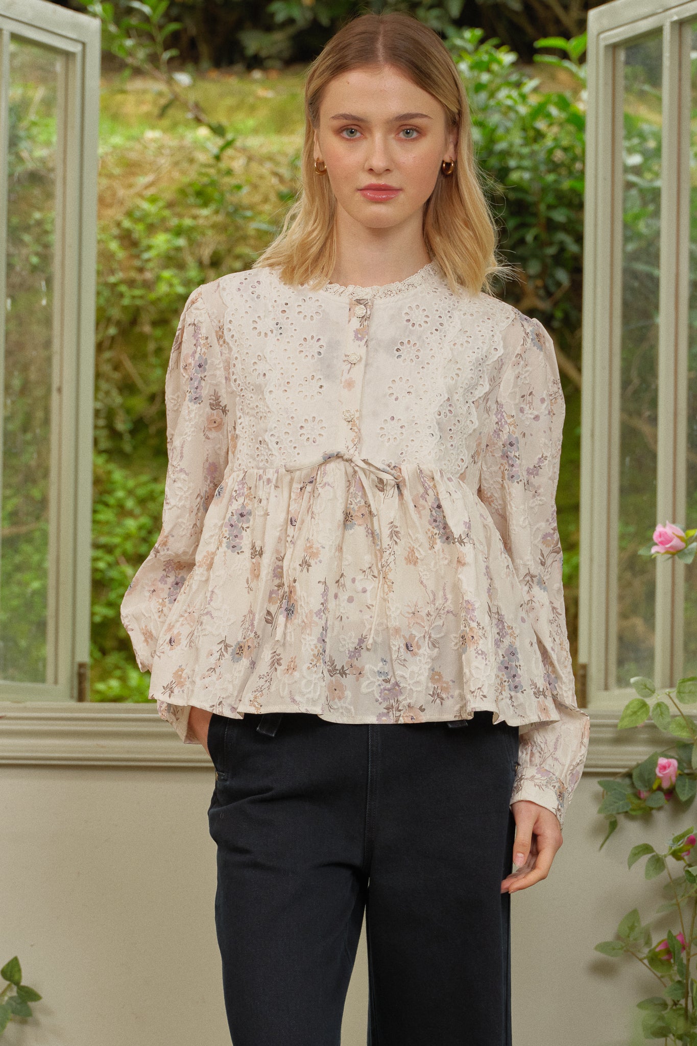 RP2678 - Soft Bloom Embroidered Peplum Top (2S-2M-2L)
