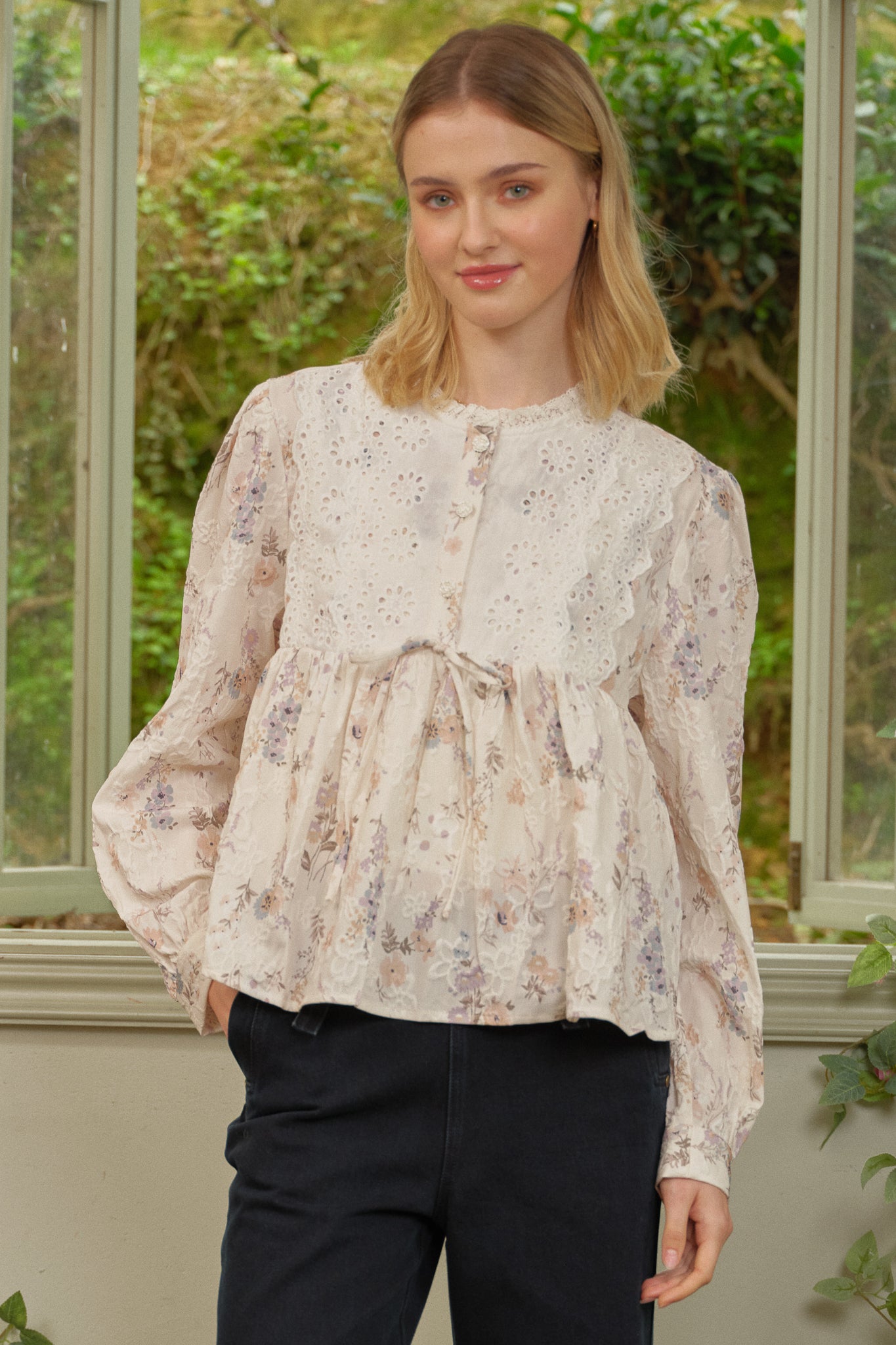 RP2678 - Soft Bloom Embroidered Peplum Top (2S-2M-2L)