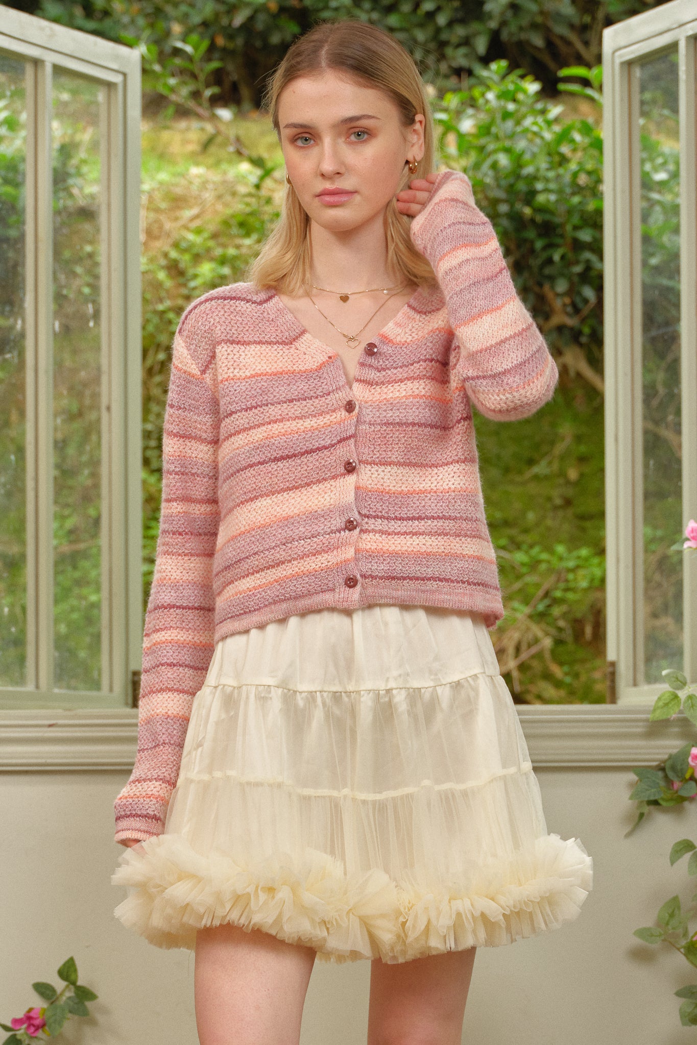 RP2663 - Blush Striped Knit Cardigan (2S-2M-2L)