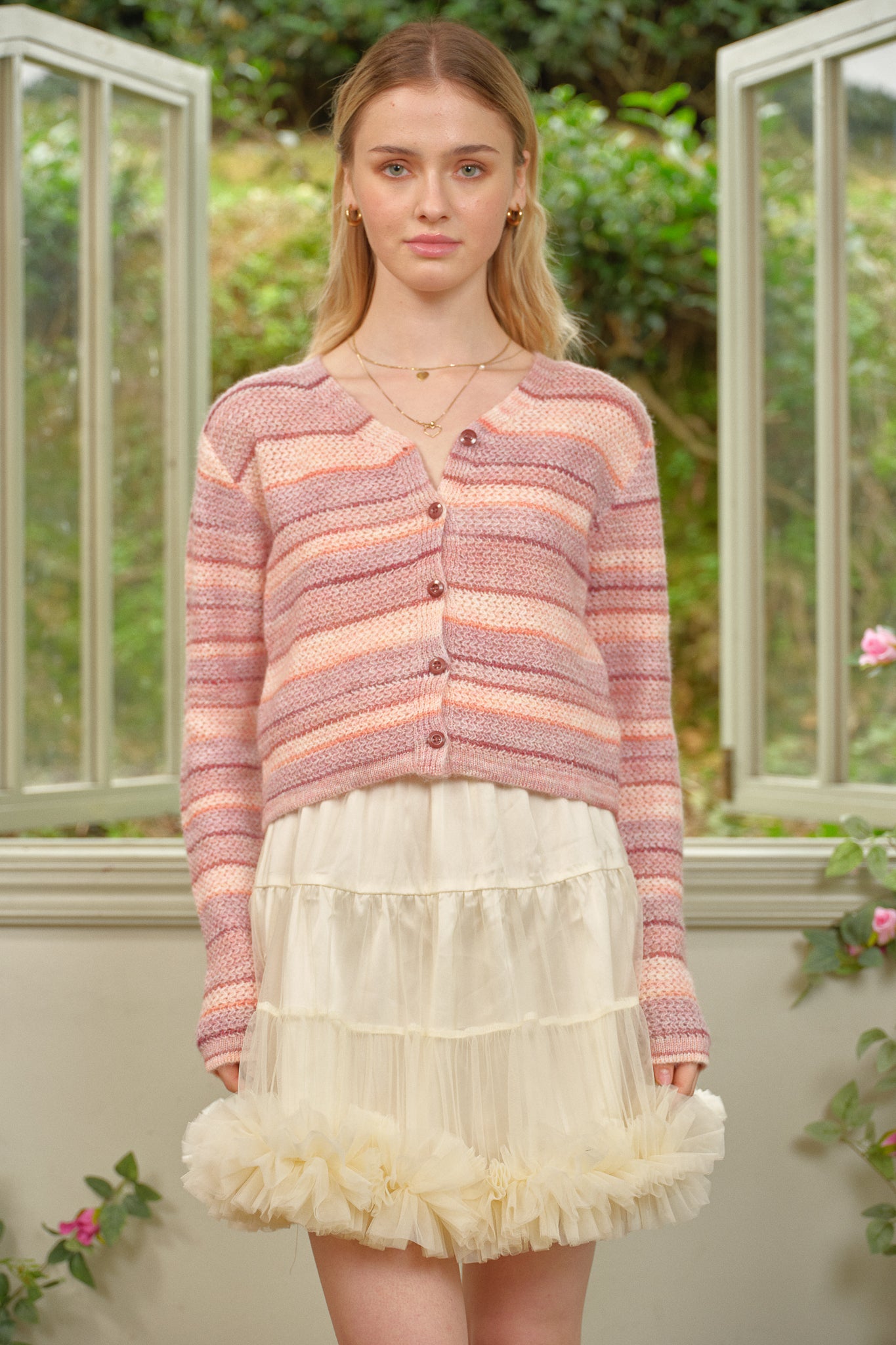 RP2663 - Blush Striped Knit Cardigan (2S-2M-2L)