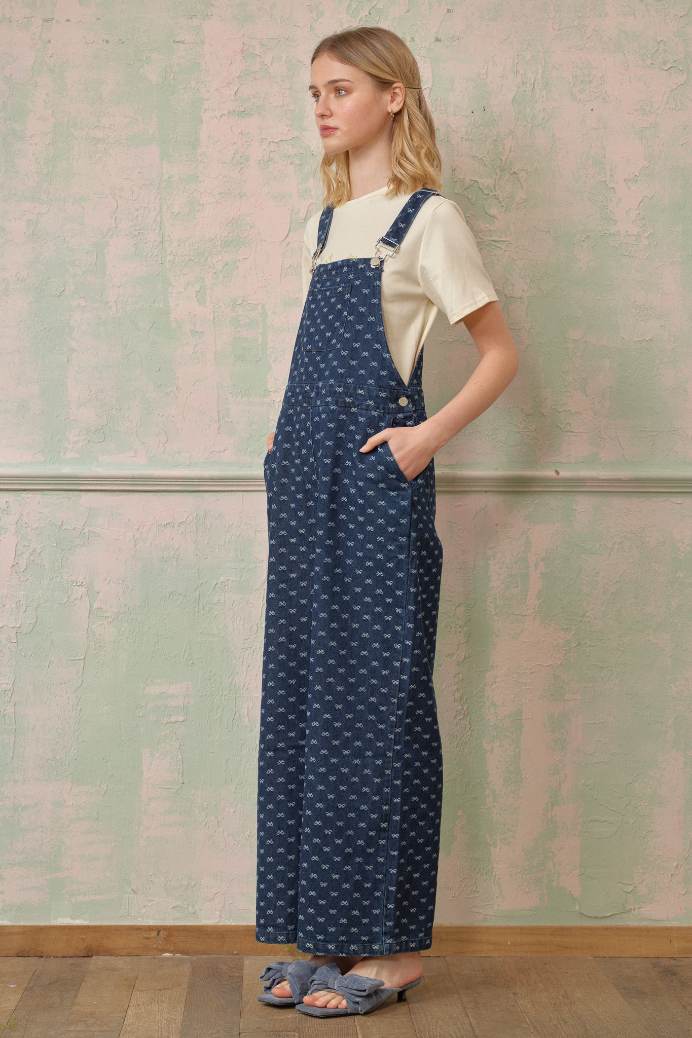 RP2668 - Bow-Patterned Denim Overalls (2S-2M-2L)