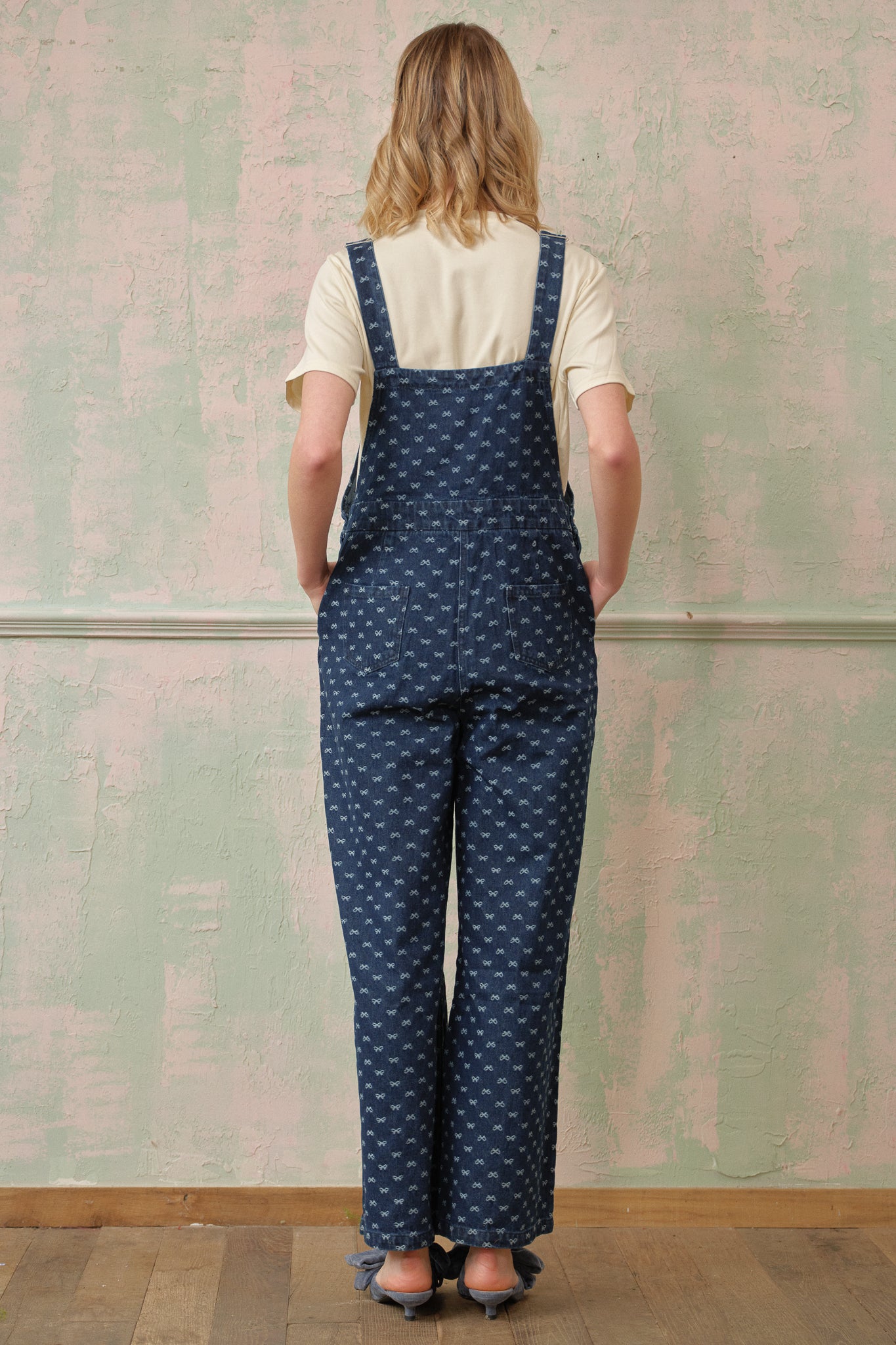 RP2668 - Bow-Patterned Denim Overalls (2S-2M-2L)
