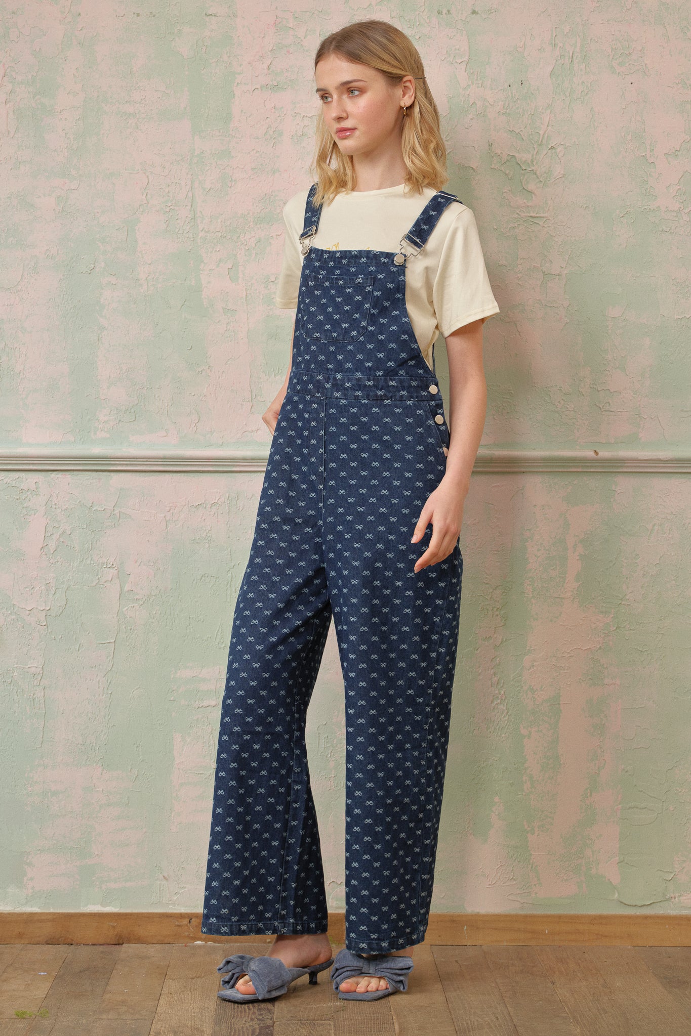 RP2668 - Bow-Patterned Denim Overalls (2S-2M-2L)