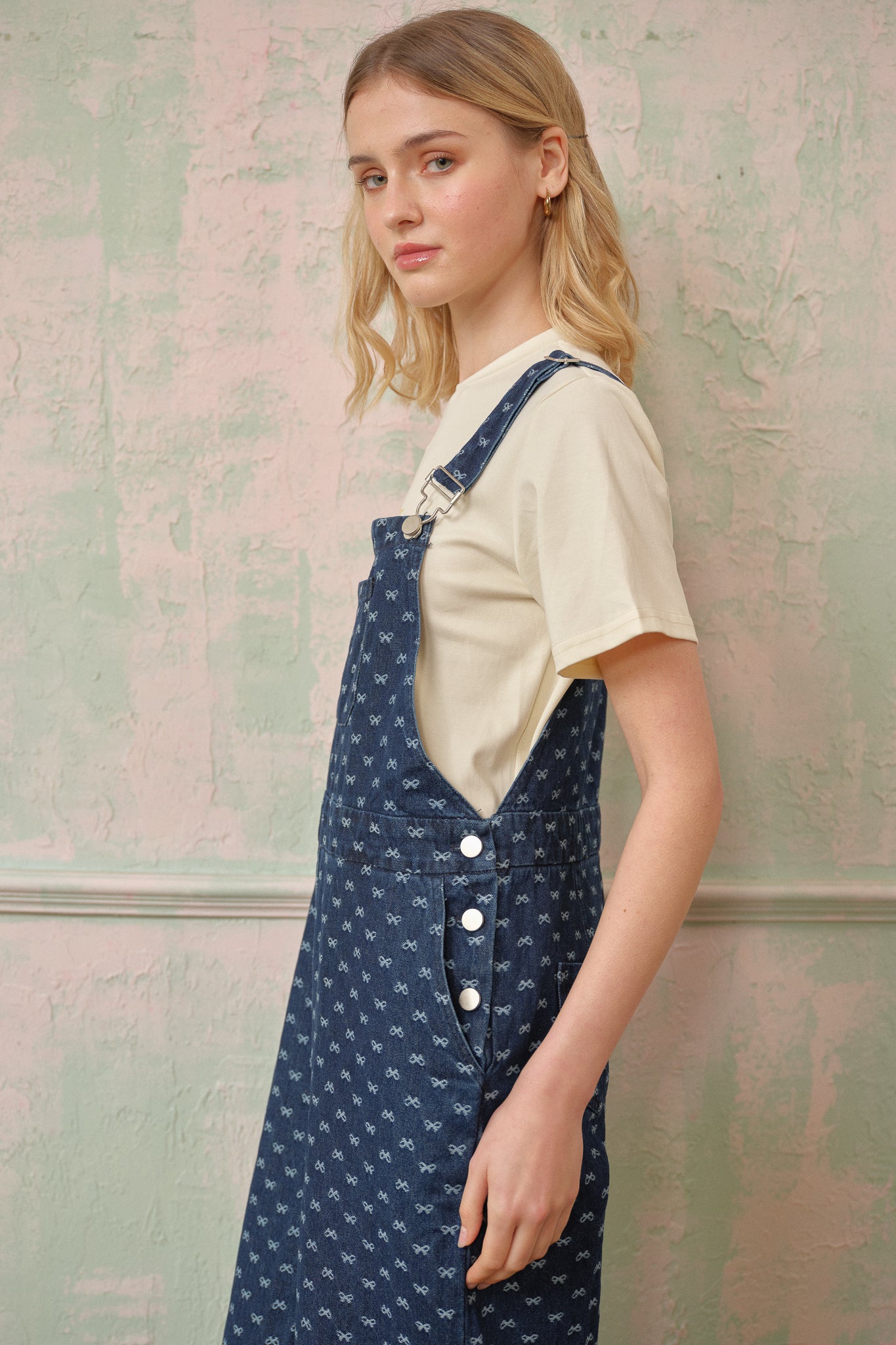 RP2668 - Bow-Patterned Denim Overalls (2S-2M-2L)