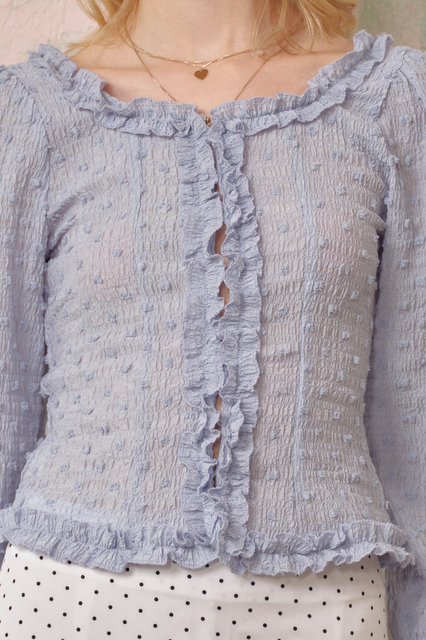 RP2669 - Dusty Blue Textured Blouse (2S-2M-2L)