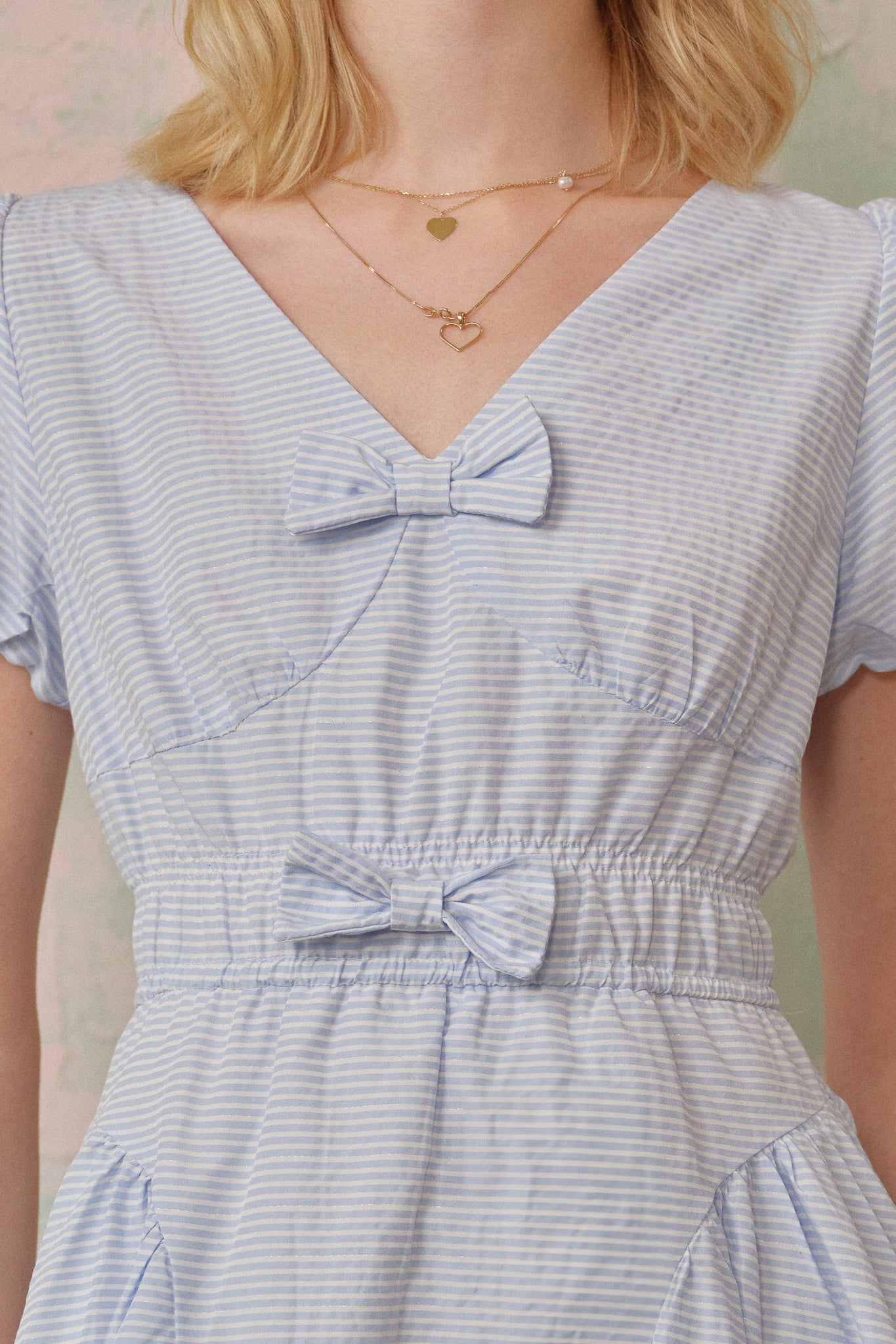RP2681 - Striped Powder Blue Bow Dress (2S-2M-2L)