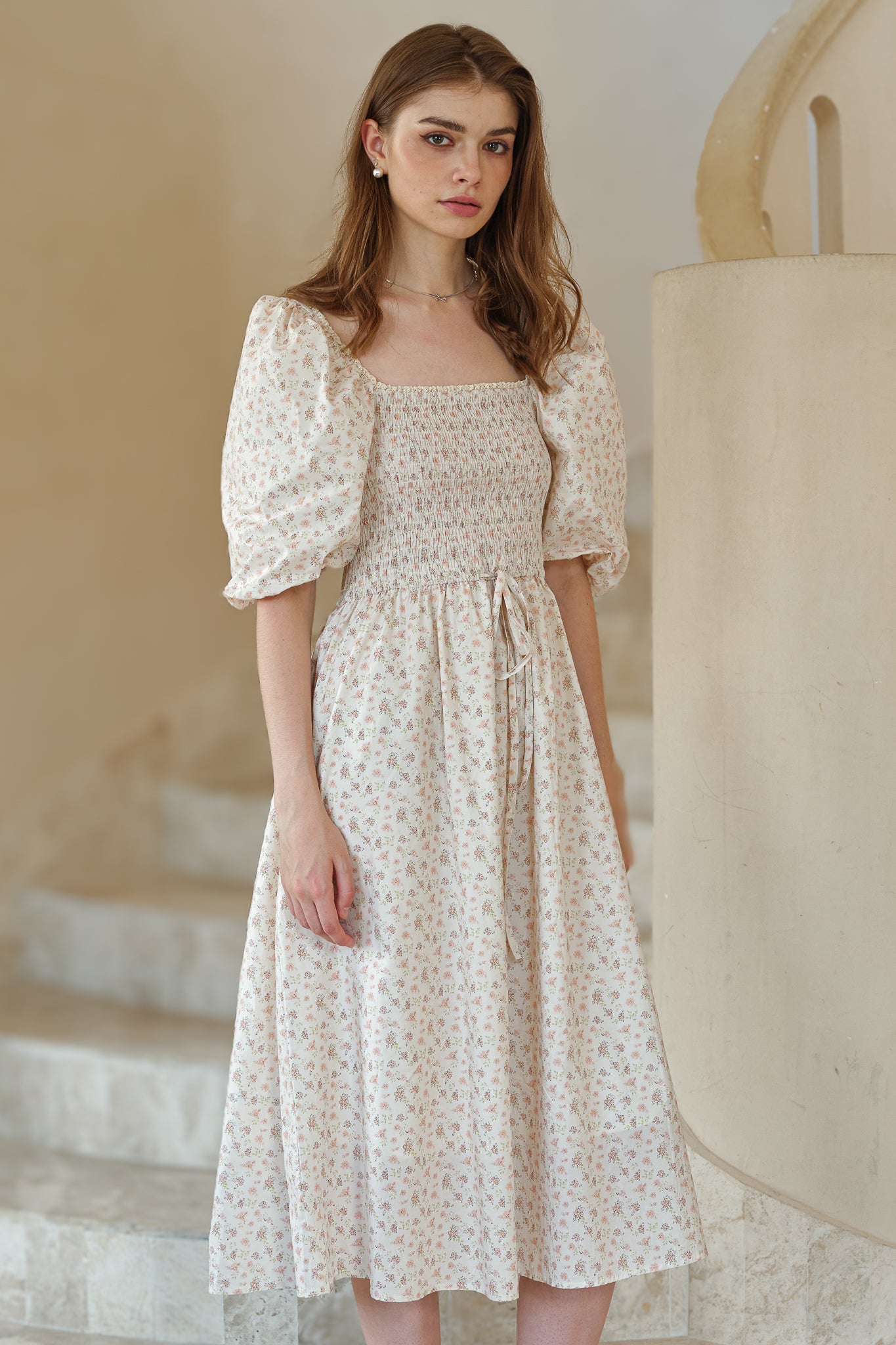 RP2585 - Dainty Floral Puff Sleeve Dress (2S-2M-2L)
