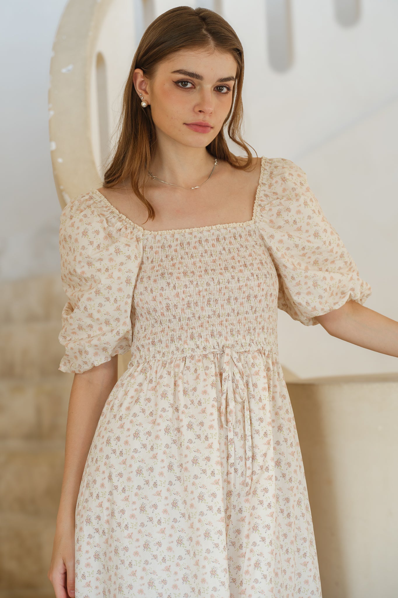 RP2585 - Dainty Floral Puff Sleeve Dress (2S-2M-2L)