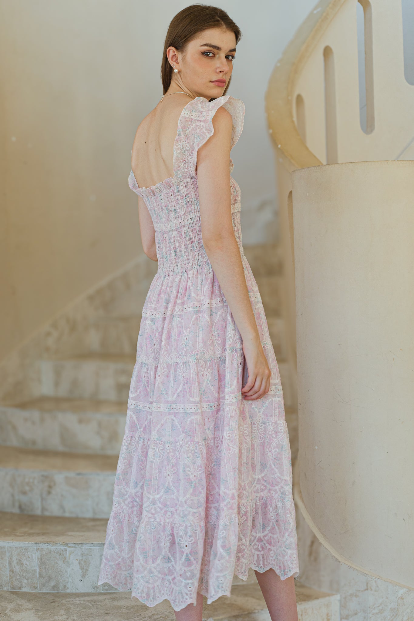 RP2584 - Whimsical Lace Flutter Sleeve Midi Dress (2S-2M-2L)