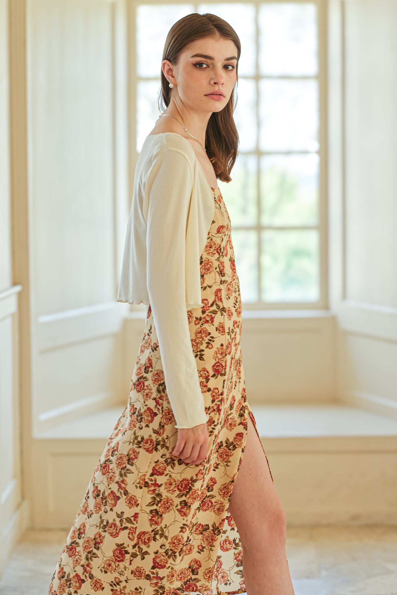 RP2583 - Vintage Rose Print Midi Dress (2S-2M-2L)
