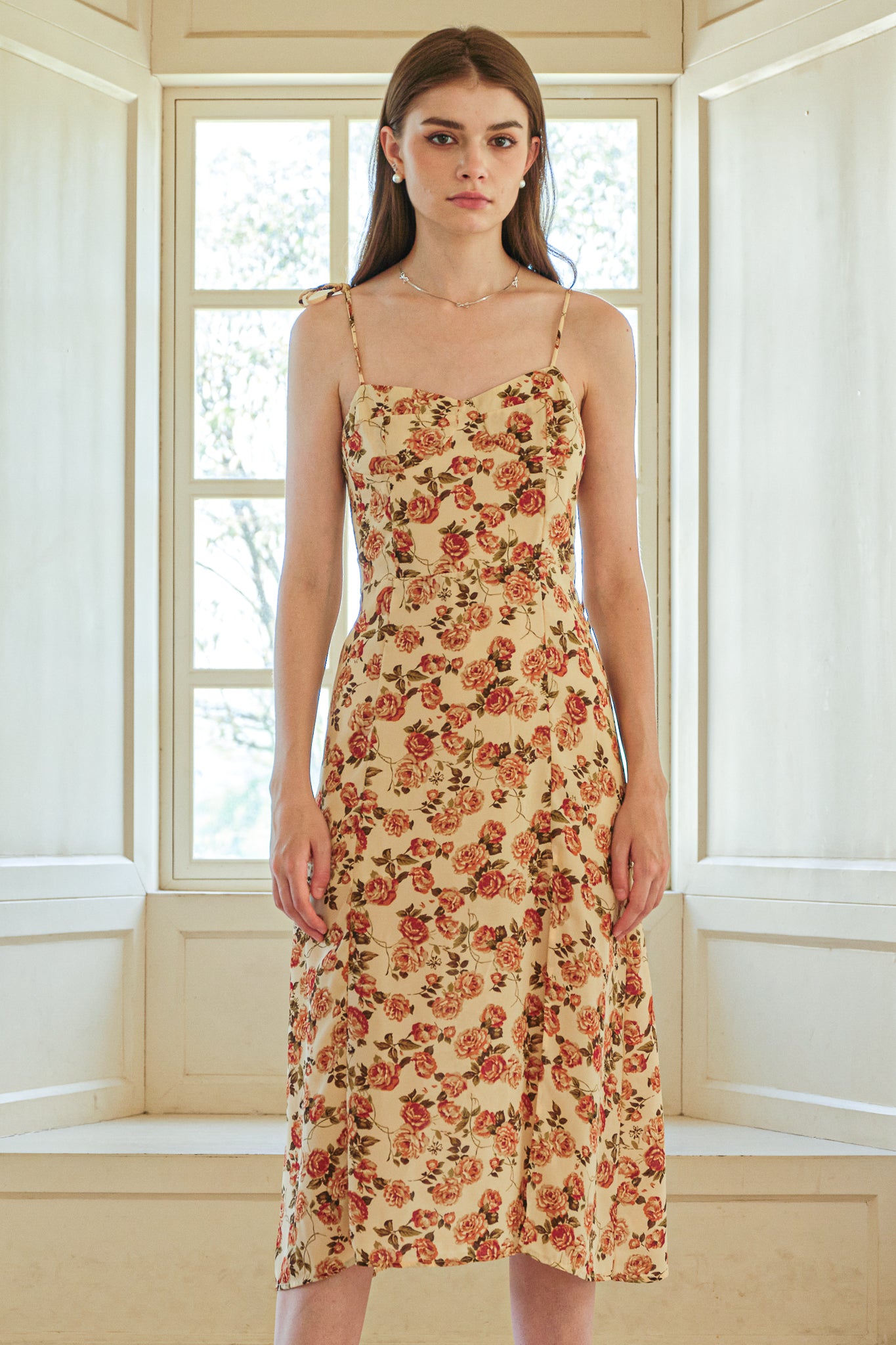 RP2583 - Vintage Rose Print Midi Dress (2S-2M-2L)