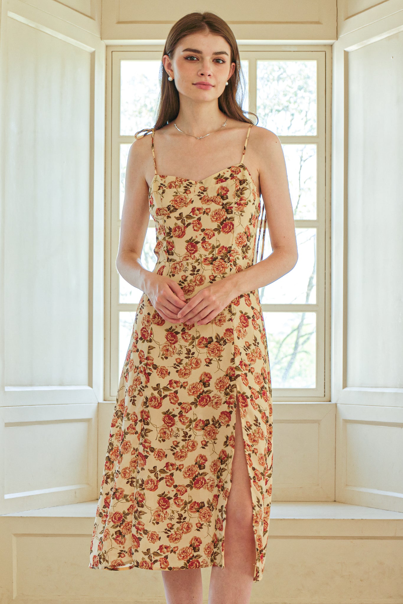 RP2583 - Vintage Rose Print Midi Dress (2S-2M-2L)