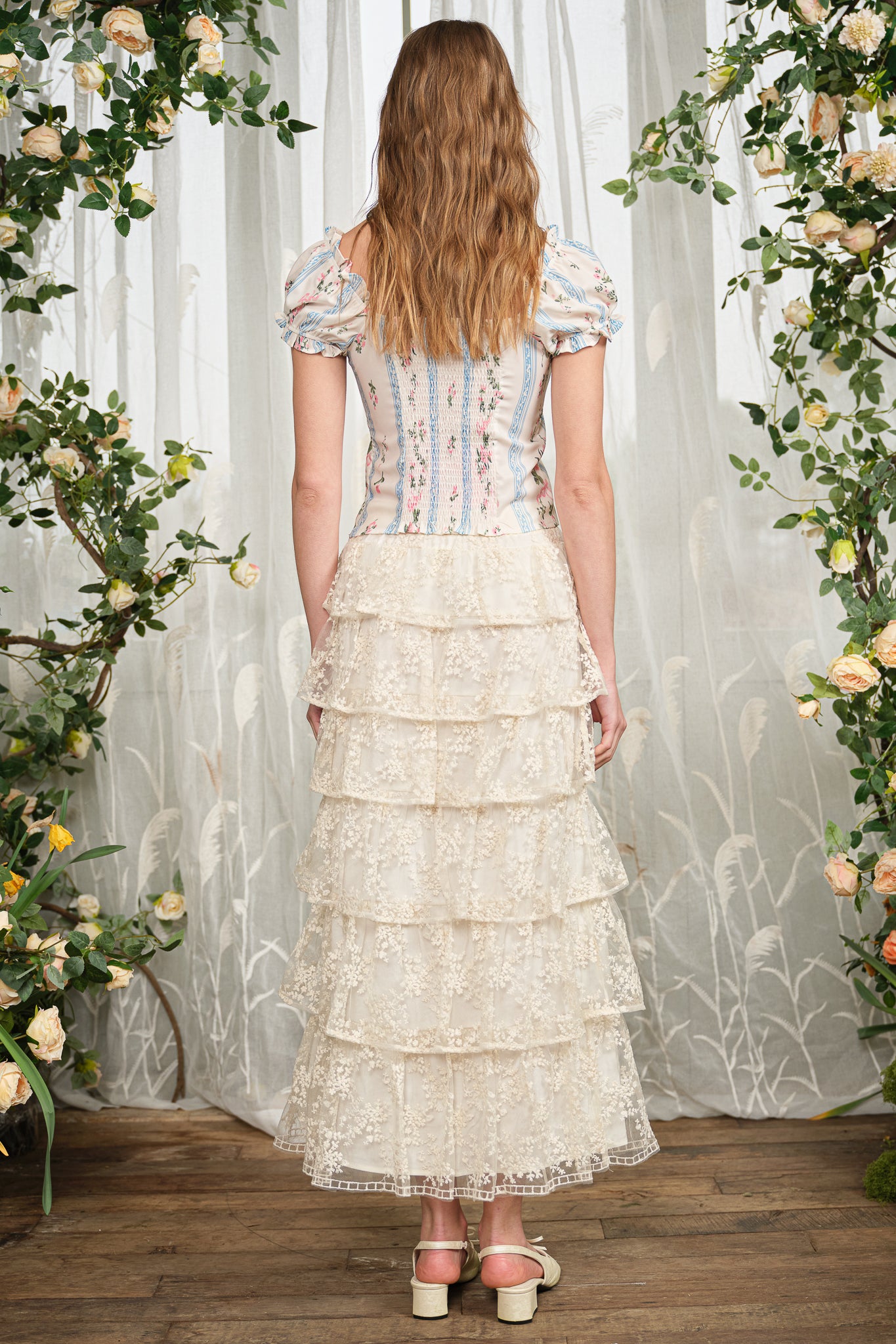 RP2834 - Ivory Embroidered Lace Tier Skirt (2S-2M-2L)