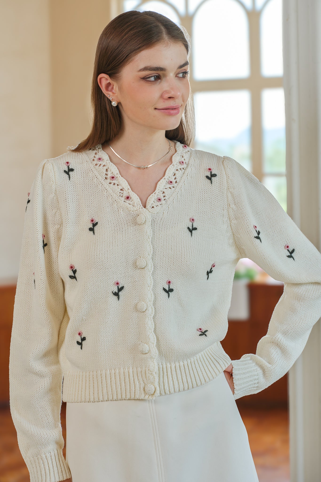 RP2573 - Sweet Blossom Button-Up Cardigan (2S-2M-2L)