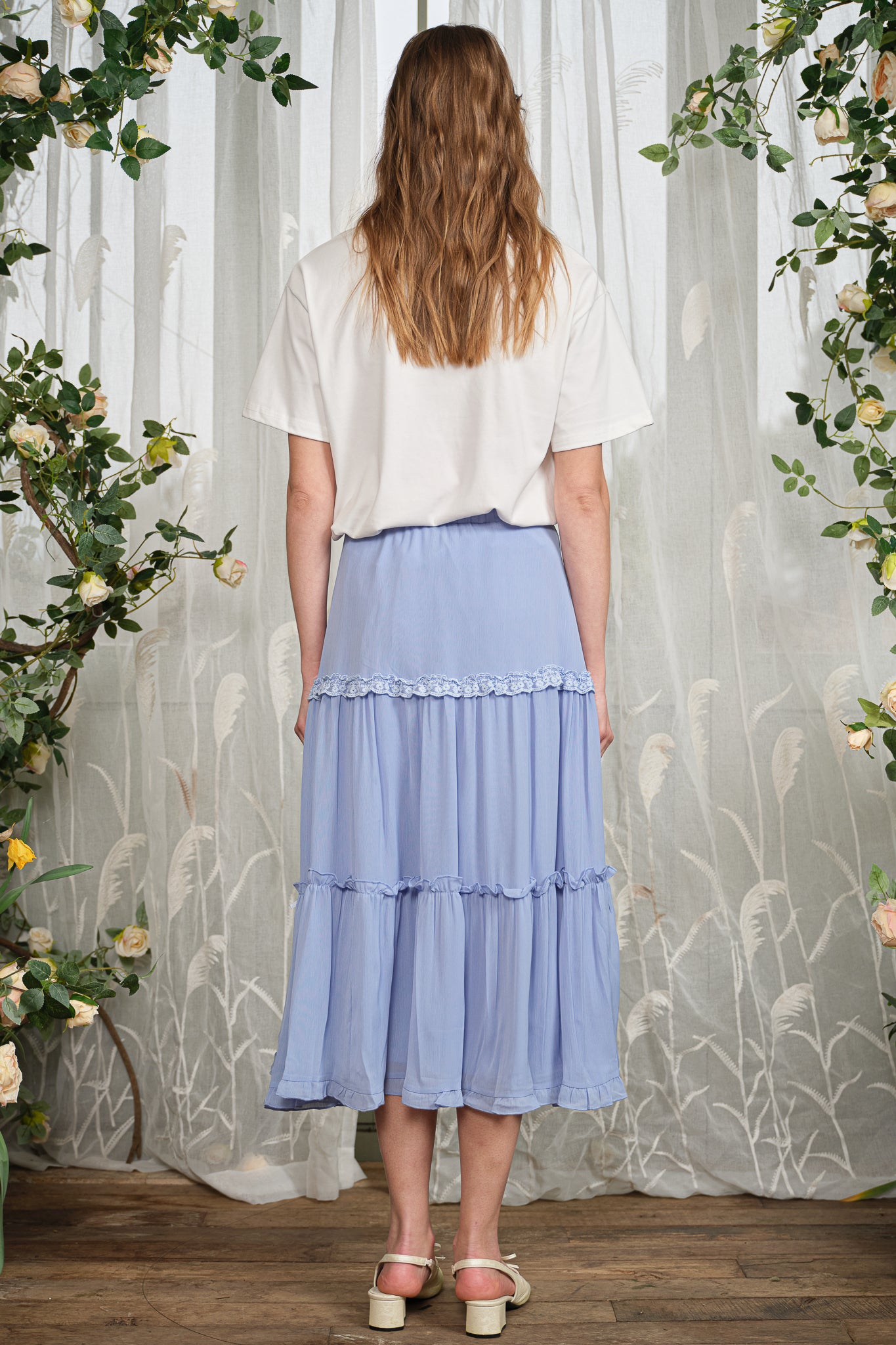 RP2794 - Periwinkle Tiered Skirt with Bows and Lace Trim (2S-2M-2L)