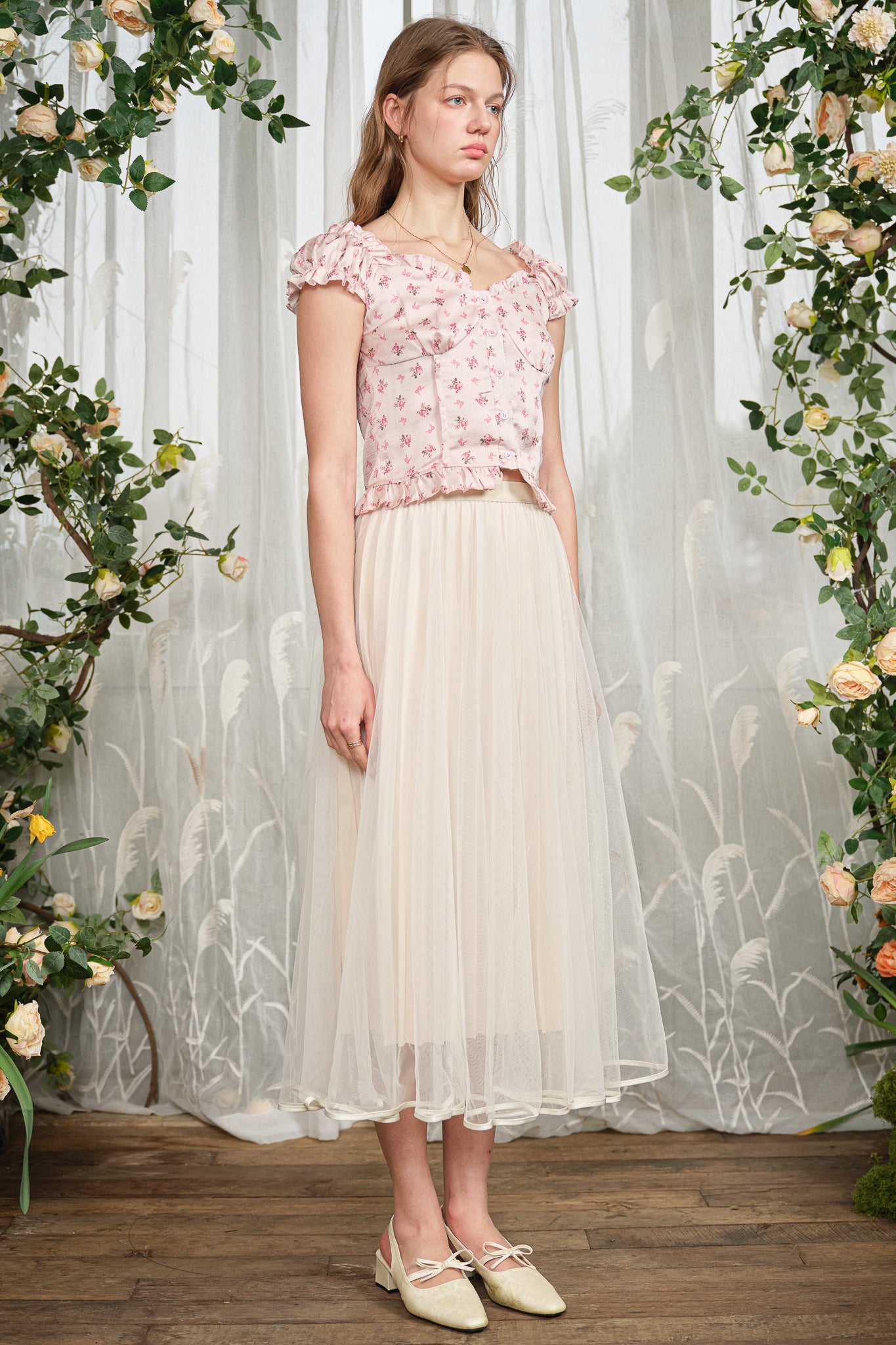 RP2826 - Rosy Pink Meadow Button Blouse (2S-2M-2L)