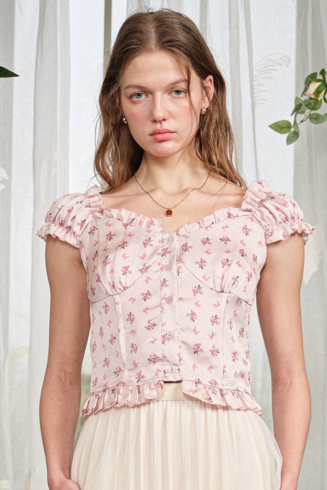 RP2826 - Rosy Pink Meadow Button Blouse (2S-2M-2L)