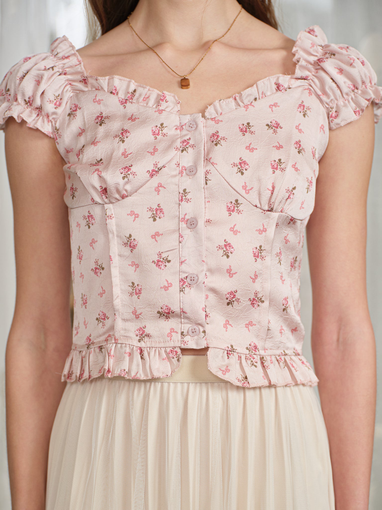 RP2826 - Rosy Pink Meadow Button Blouse (2S-2M-2L)