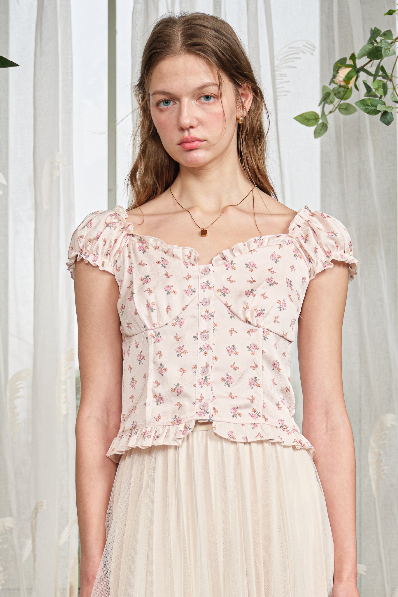 RP2824 - Blush Meadow Button Blouse (2S-2M-2L)