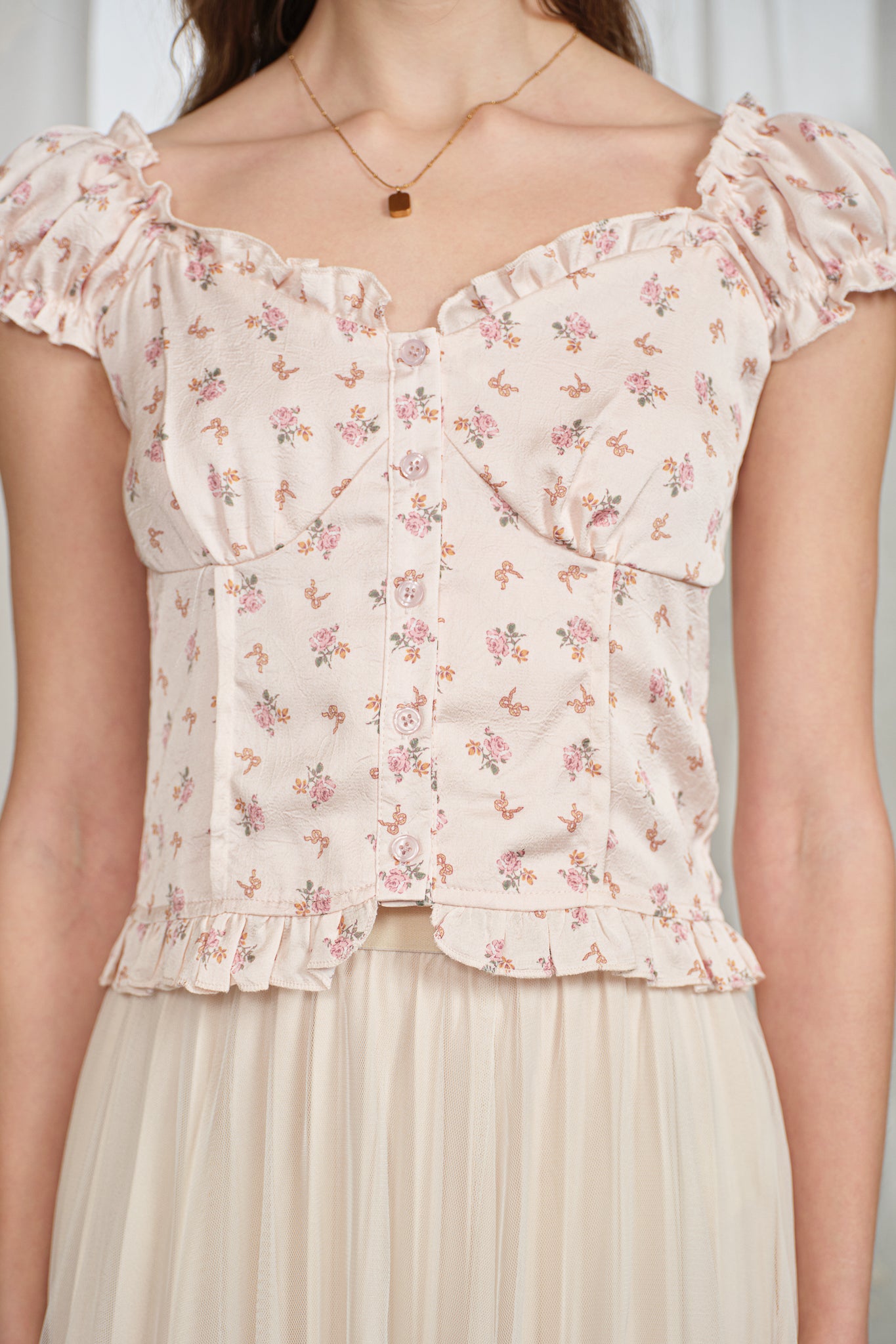 RP2824 - Blush Meadow Button Blouse (2S-2M-2L)