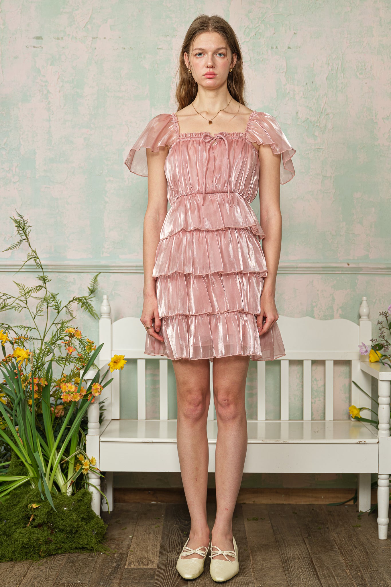 RP2798 - Iridescent Pink Tiered Dress (2S-2M-2L)