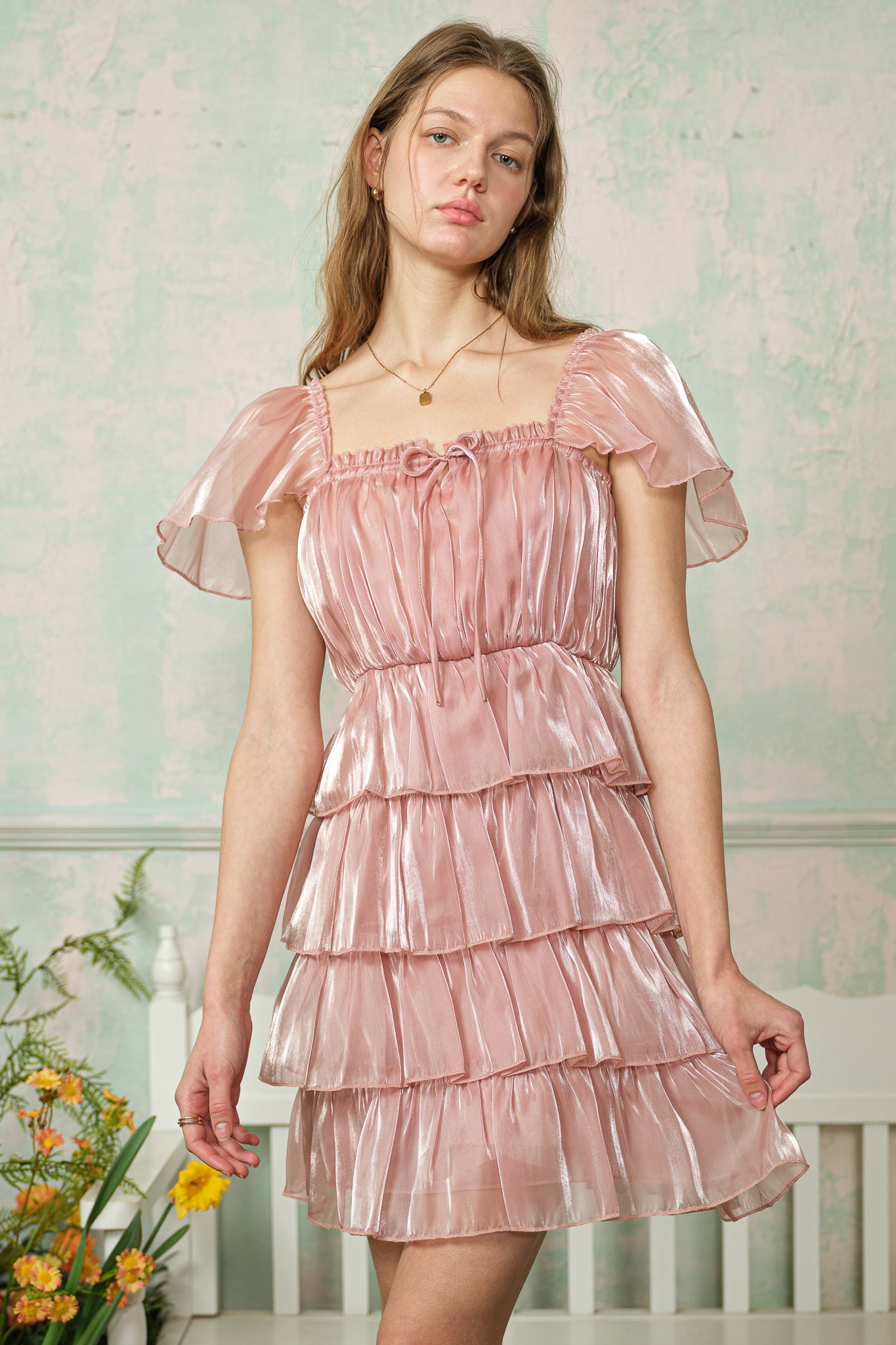 RP2798 - Iridescent Pink Tiered Dress (2S-2M-2L)