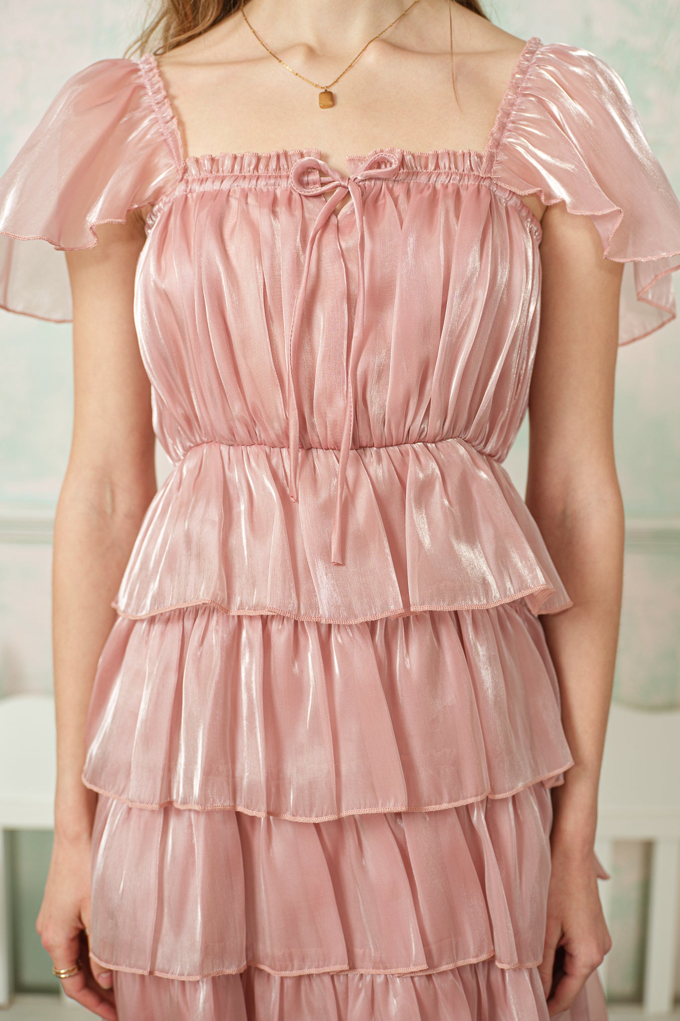 RP2798 - Iridescent Pink Tiered Dress (2S-2M-2L)