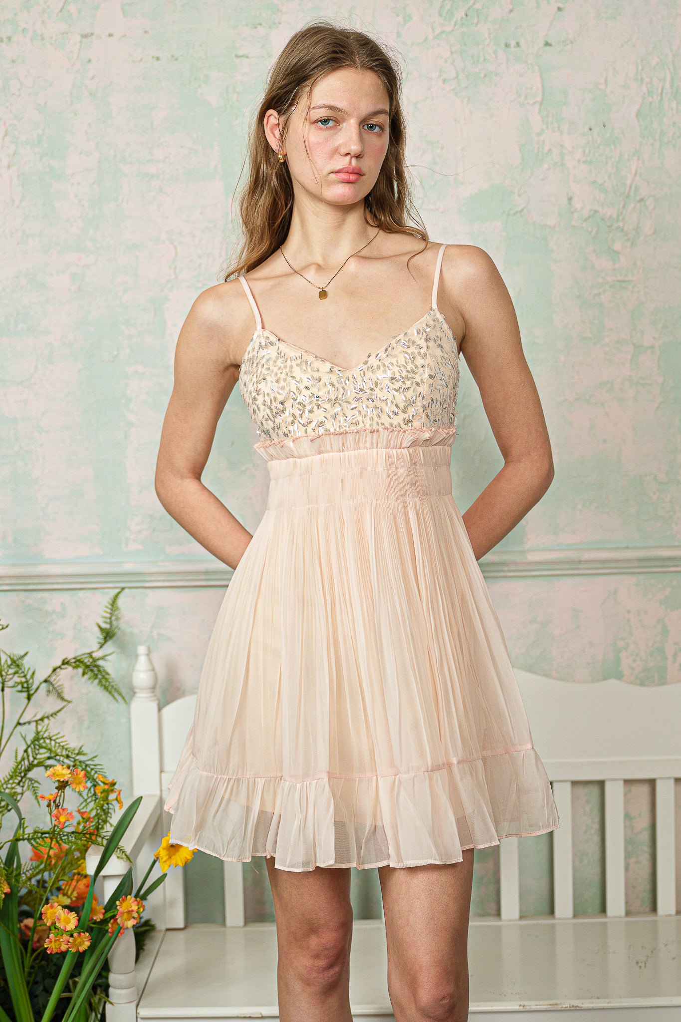 RP2820 - Blush Tulle Sequined Mini Dress (2S-2M-2L)
