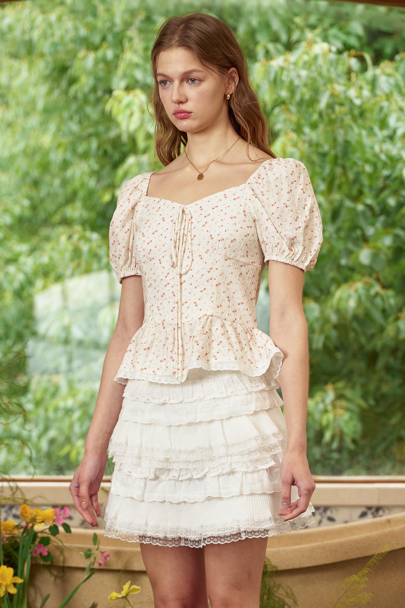 RP2875 - Cream Petal Puff Blouse (2S-2M-2L)