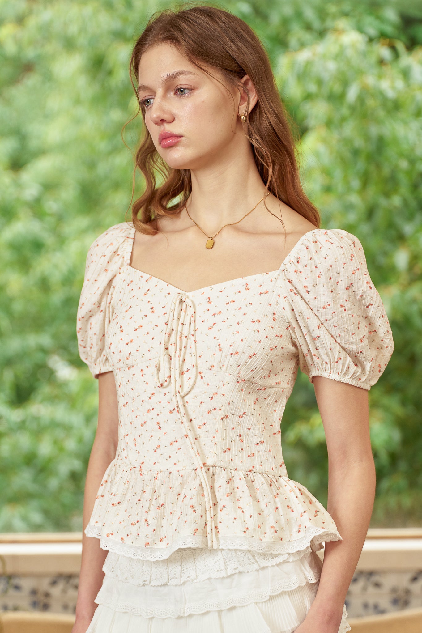 RP2875 - Cream Petal Puff Blouse (2S-2M-2L)