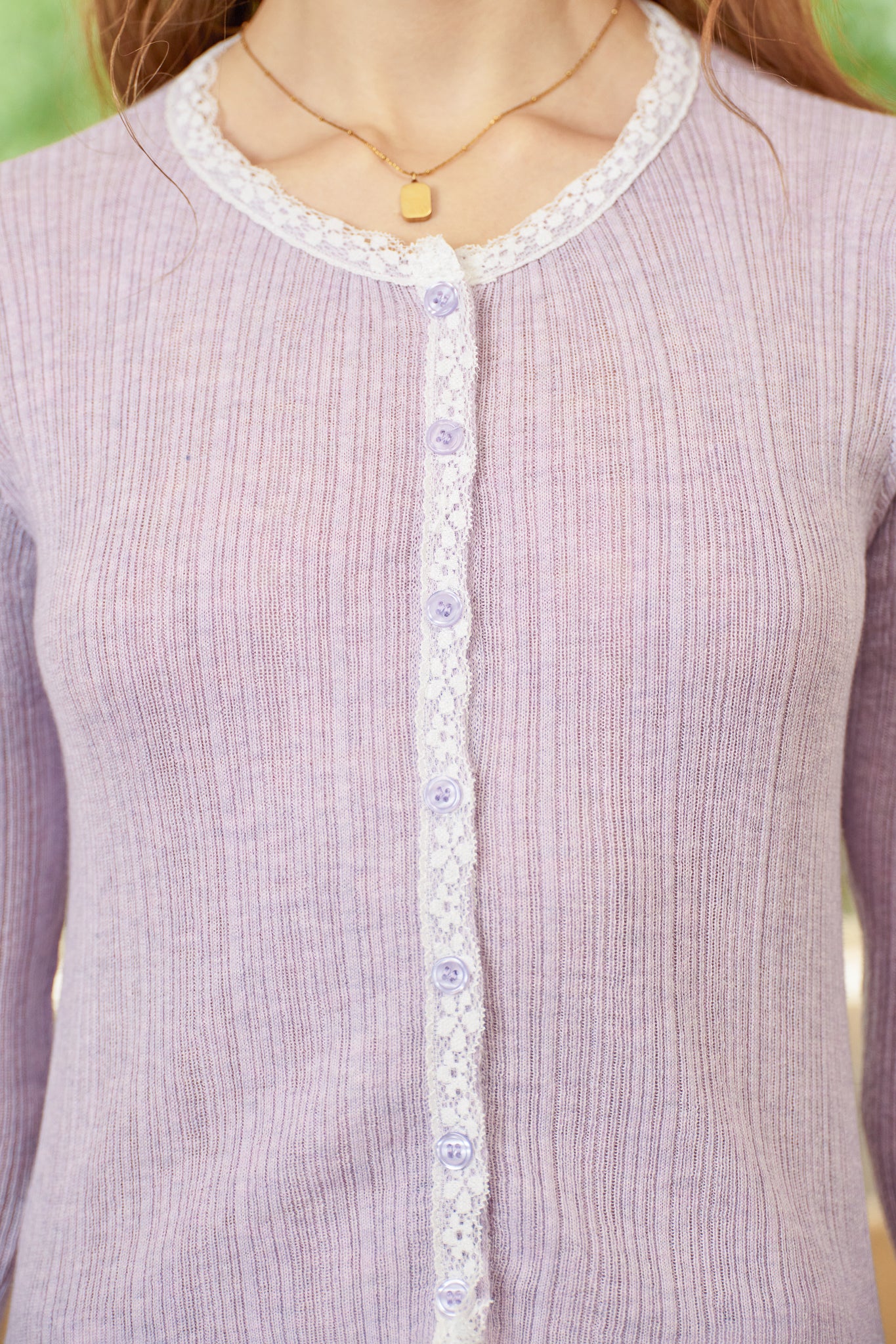 RP2857 - Lace Trim Knit Cardigan Lilac (2S-2M-2L)