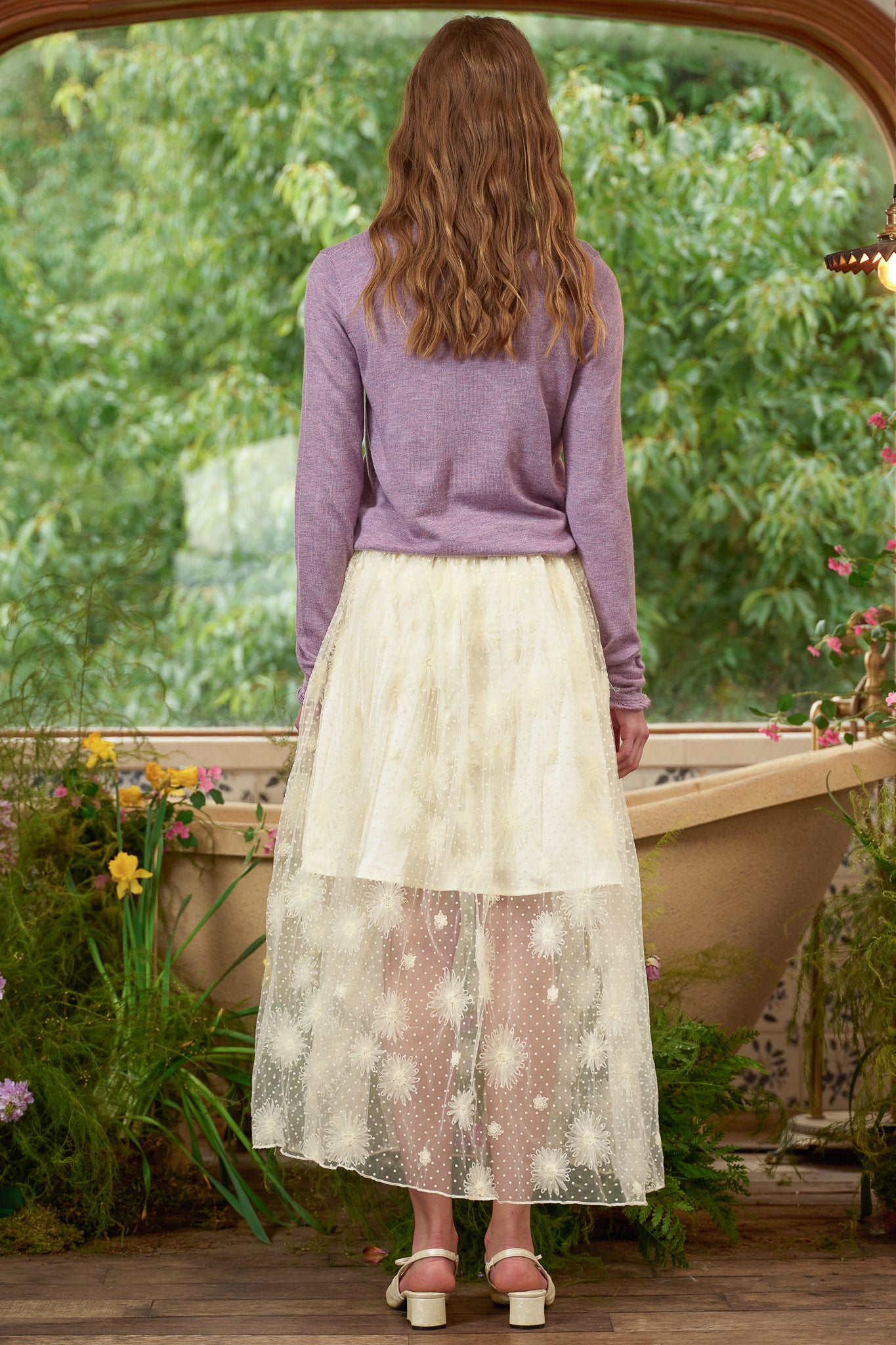 RP2836 - Butter Yellow Floral Embroidered Mesh Skirt (2S-2M-2L)