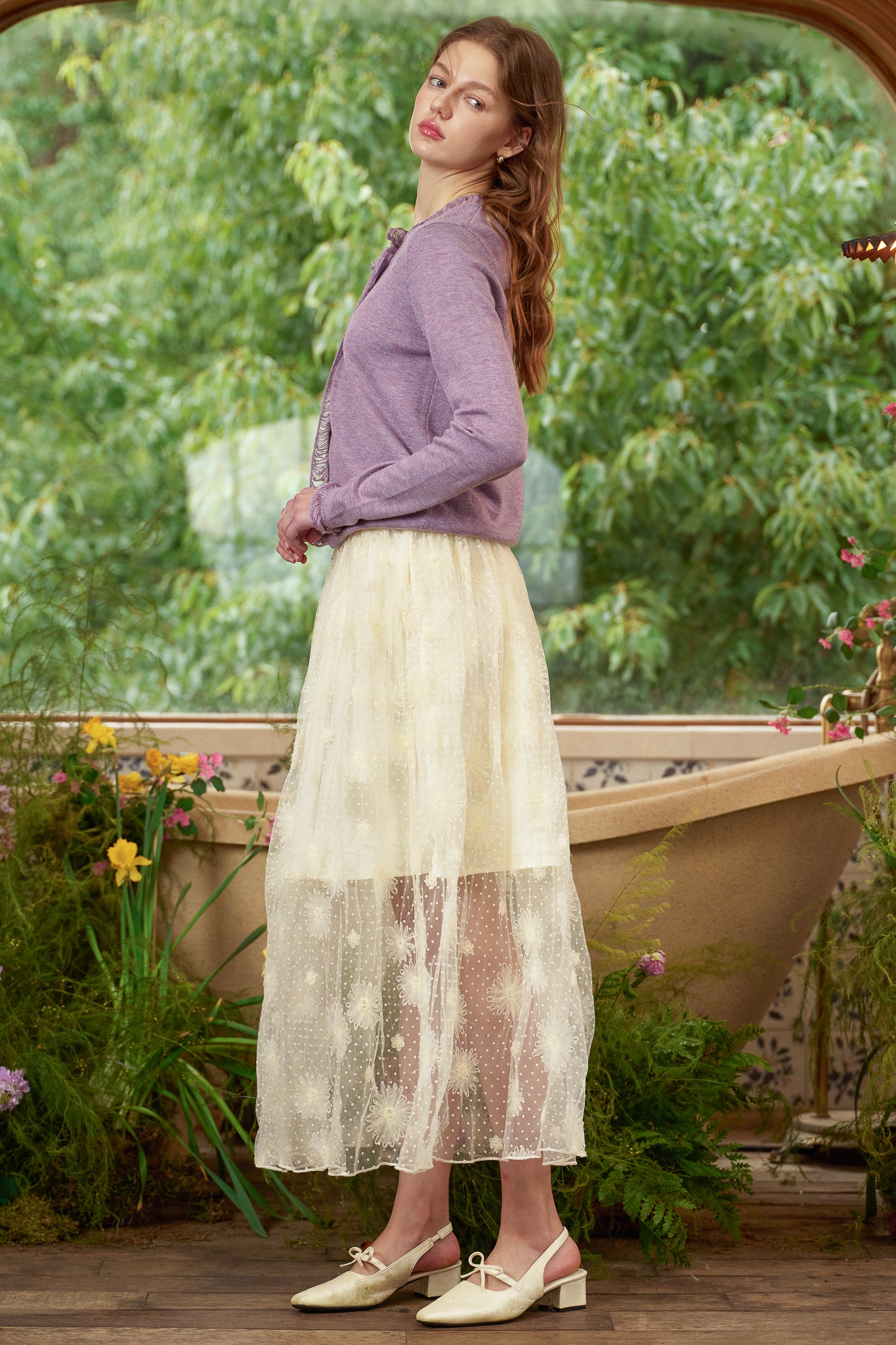 RP2836 - Butter Yellow Floral Embroidered Mesh Skirt (2S-2M-2L)