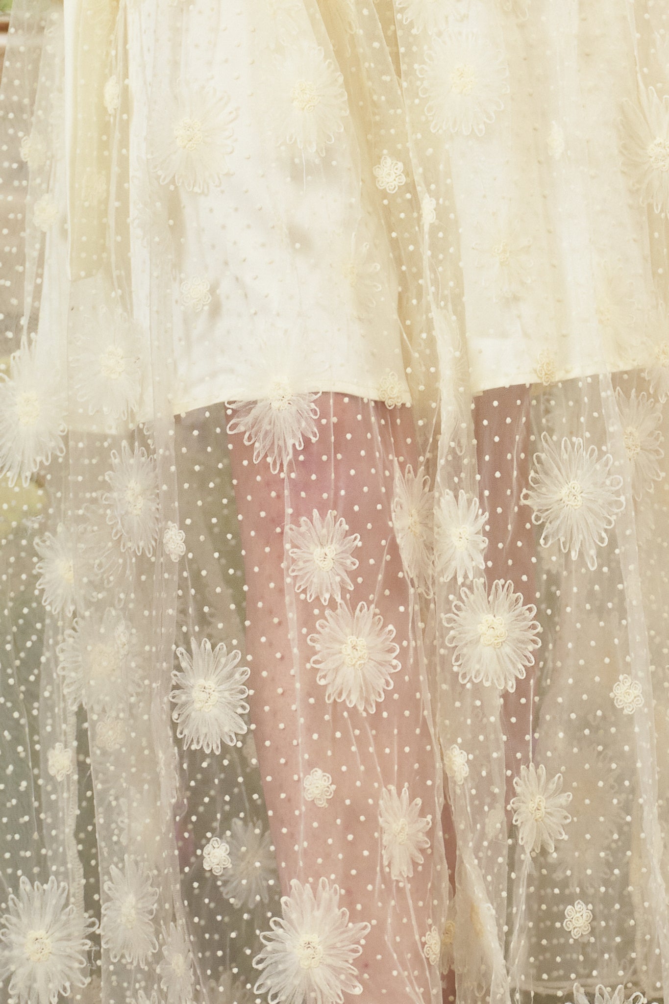 RP2836 - Butter Yellow Floral Embroidered Mesh Skirt (2S-2M-2L)