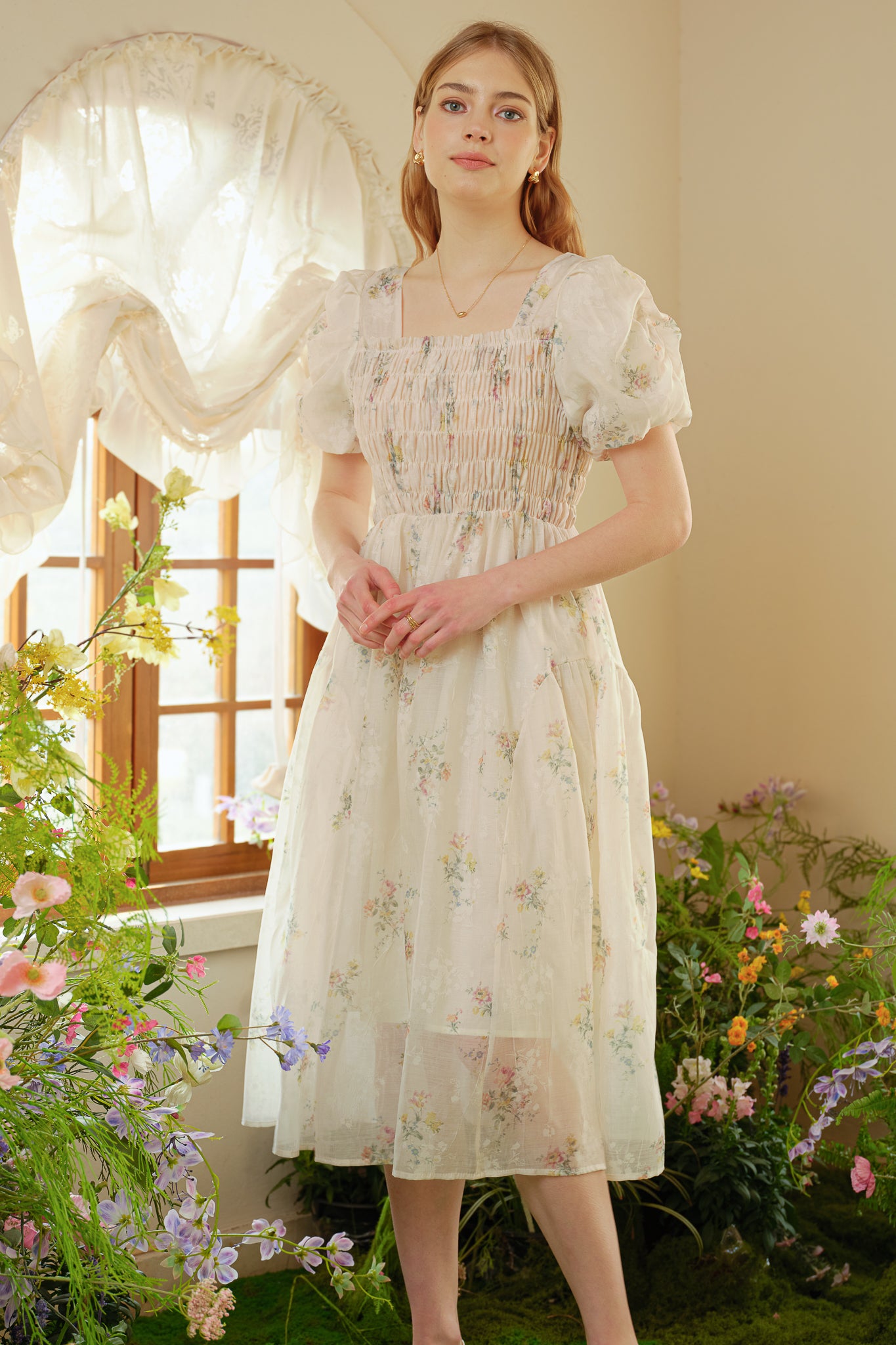 RP2529 - Sheer Bliss Smocked Floral Dress (2S-2M-2L)
