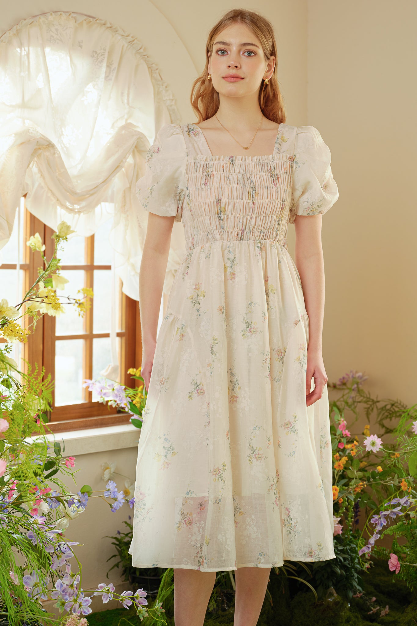 RP2529 - Sheer Bliss Smocked Floral Dress (2S-2M-2L)