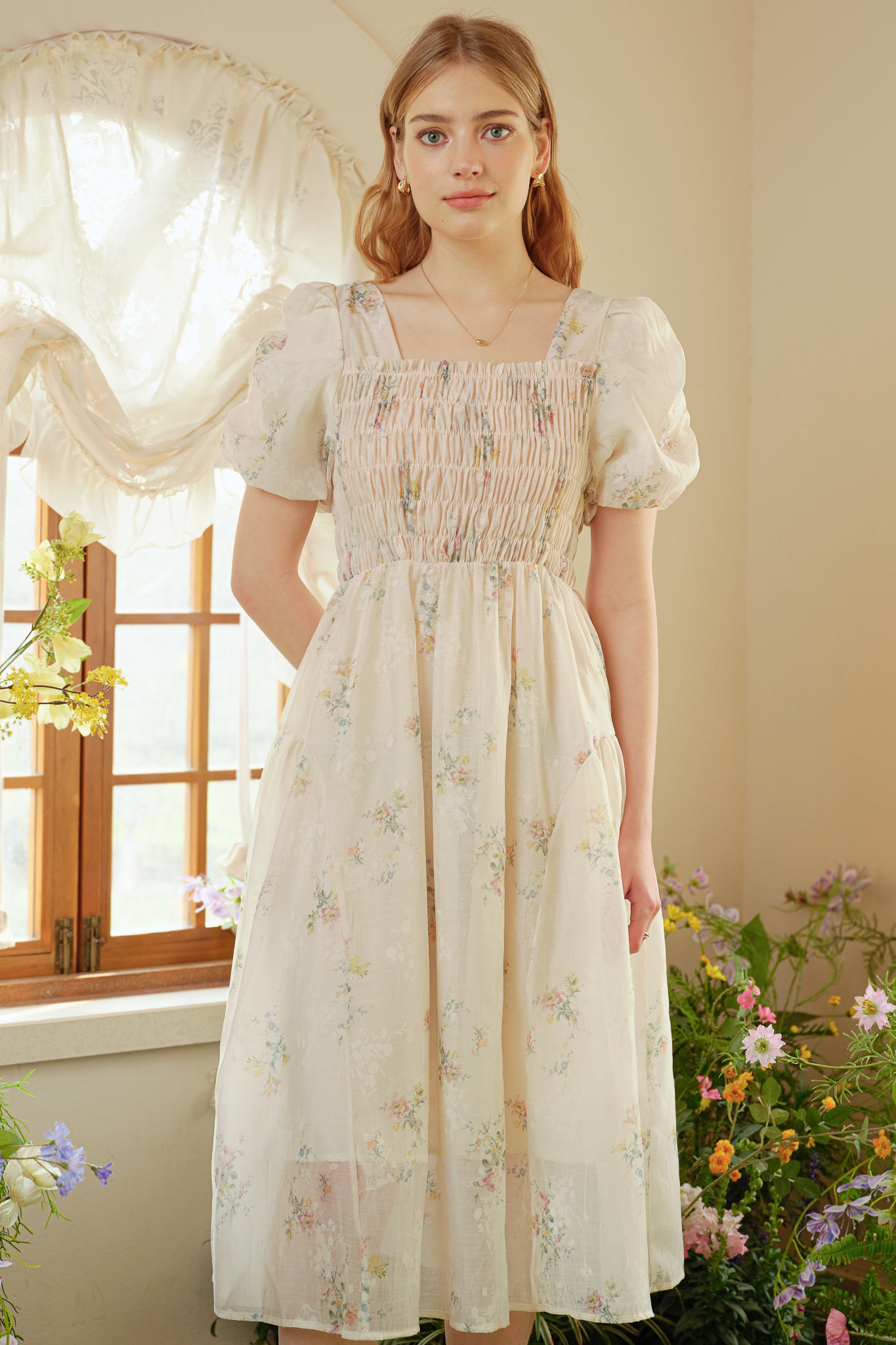 RP2529 - Sheer Bliss Smocked Floral Dress (2S-2M-2L)