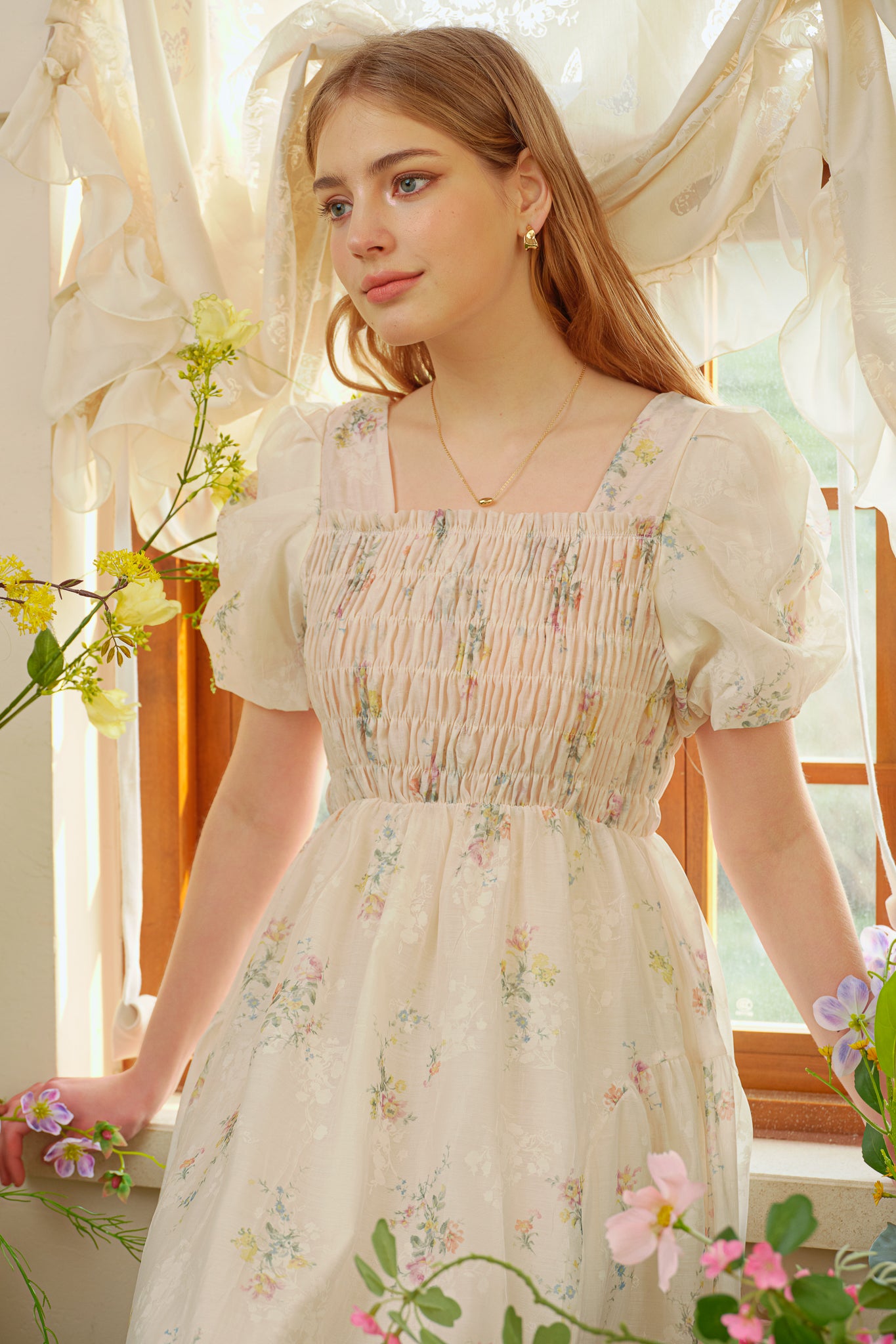 RP2529 - Sheer Bliss Smocked Floral Dress (2S-2M-2L)