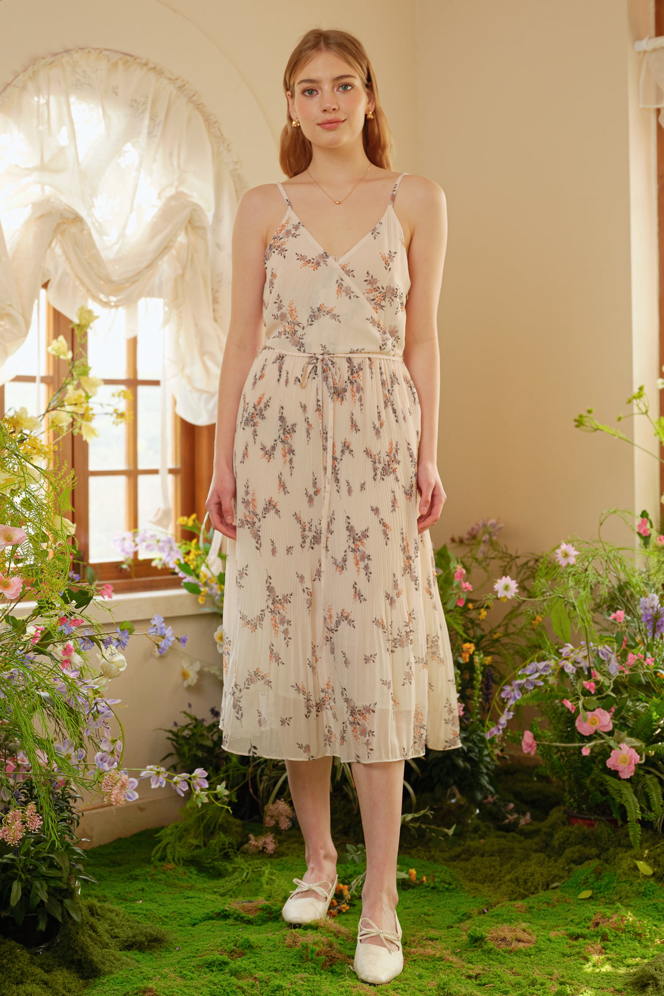 RP2282 - Vintage Floral Pleated Midi Dress (2S-2M-2L)