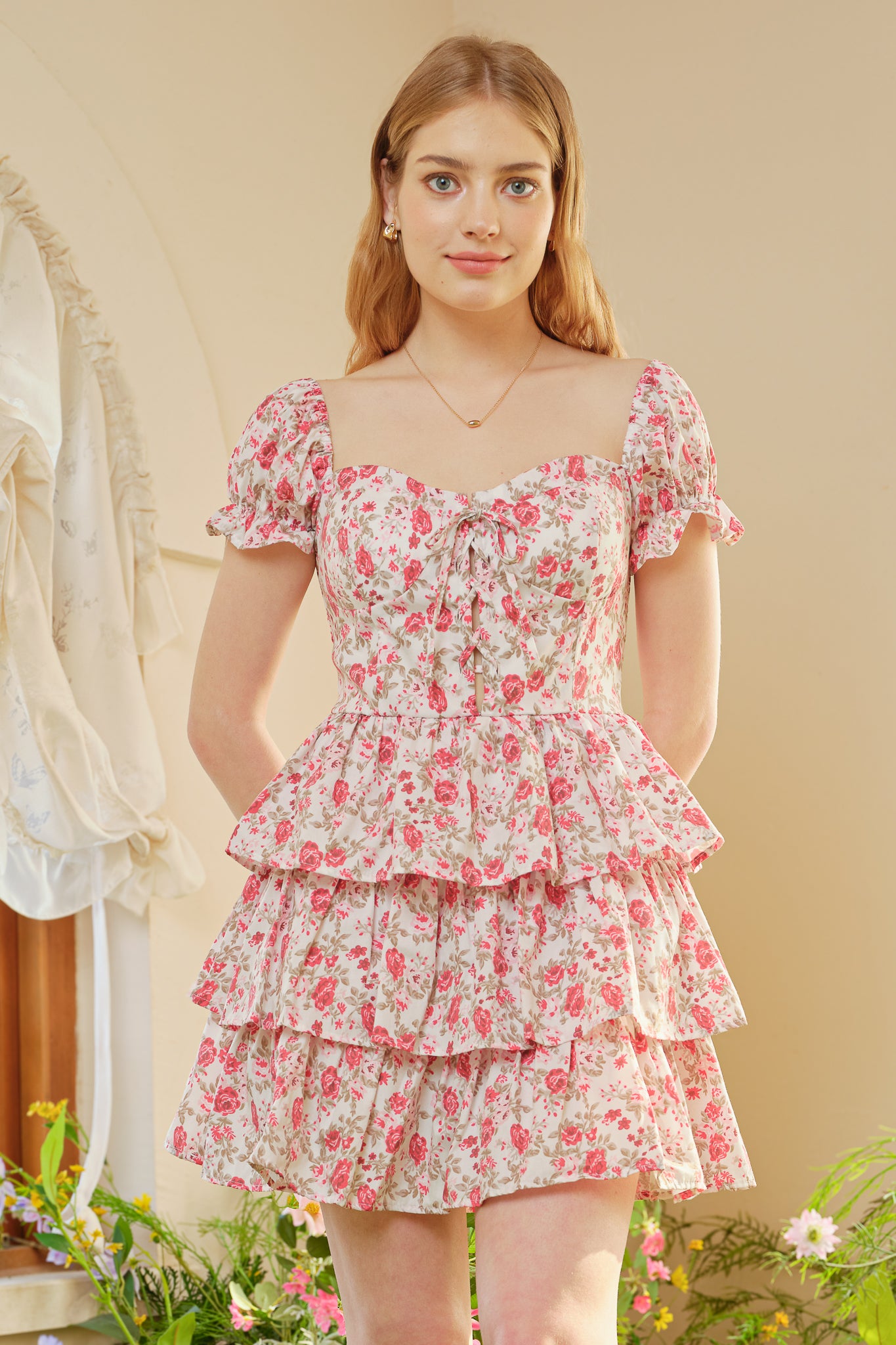 RP2360 - Off-Shoulder Floral Tiered Mini Dress (2S-2M-2L)