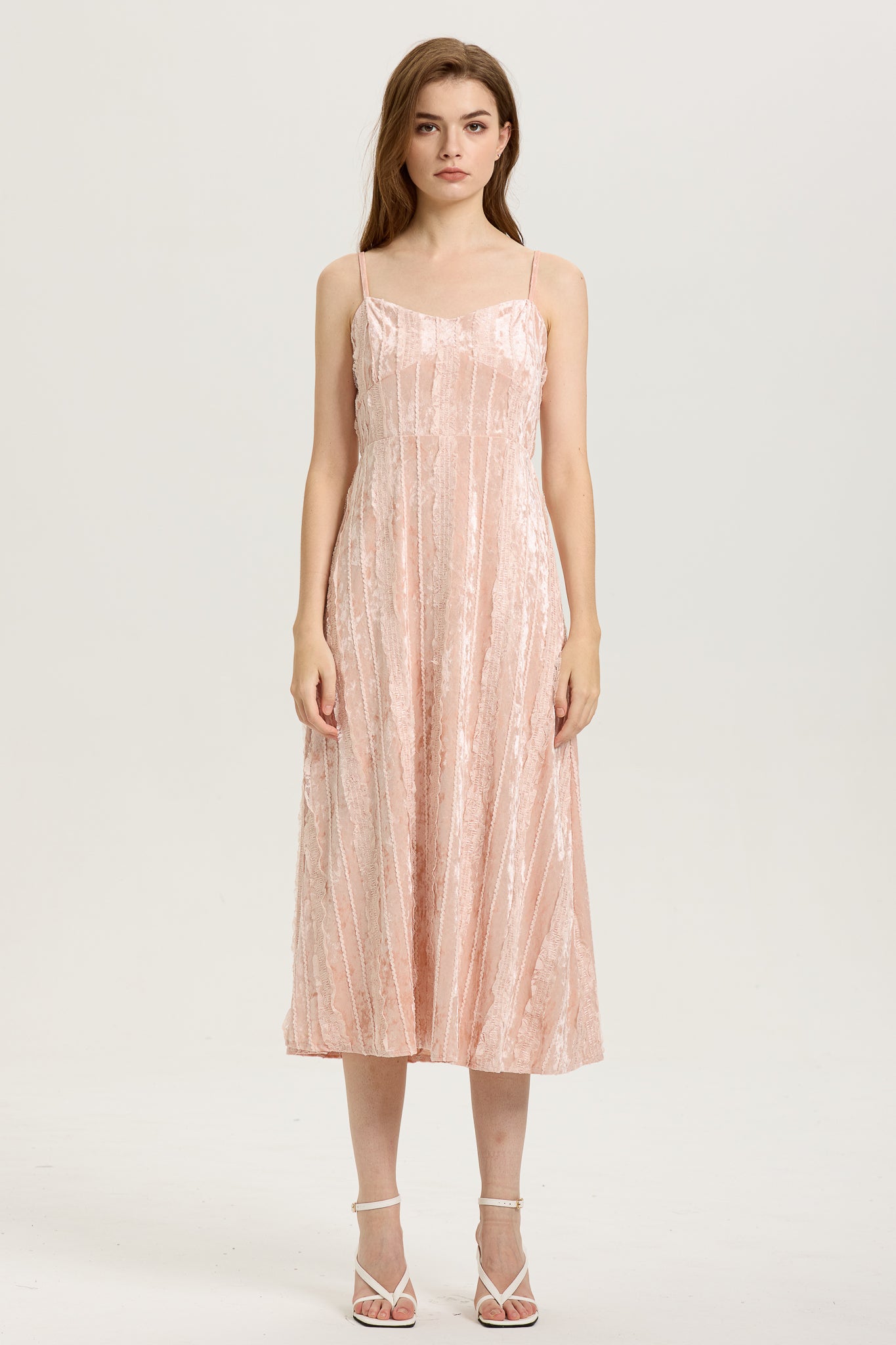 Blush Velvet Dress with Textured Panels (2S-2M-2L)