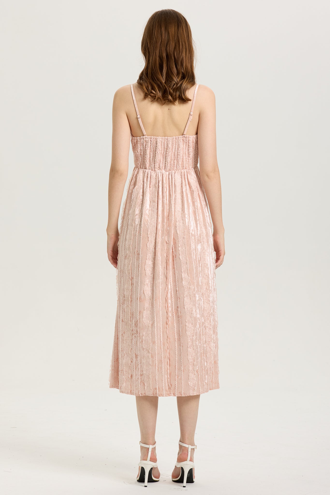 Blush Velvet Dress with Textured Panels (2S-2M-2L)