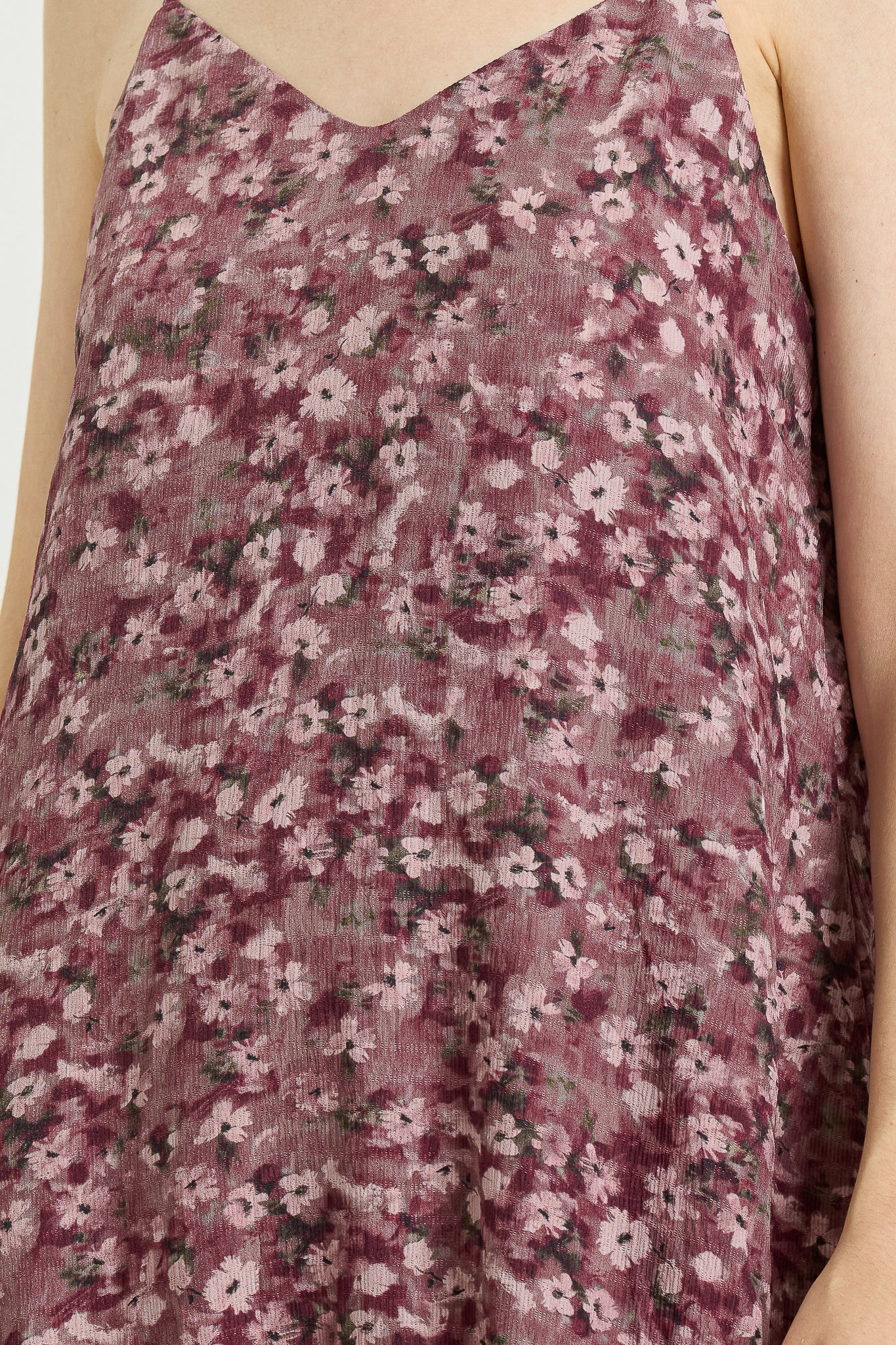 Mauve Floral Slip Dress with Spaghetti Straps (2S-2M-2L)