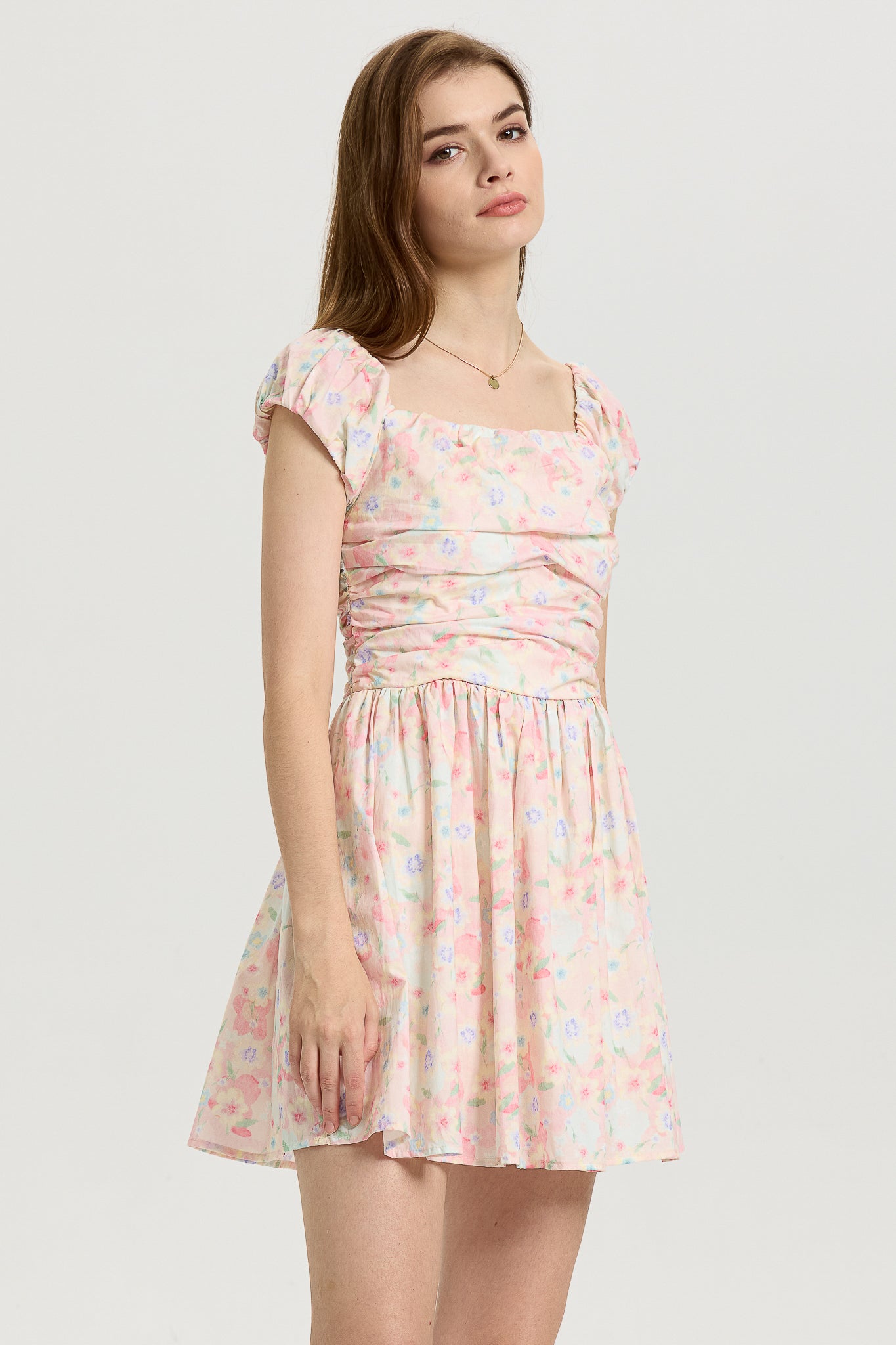 Pastel Floral Mini Dress (2S-2M-2L)