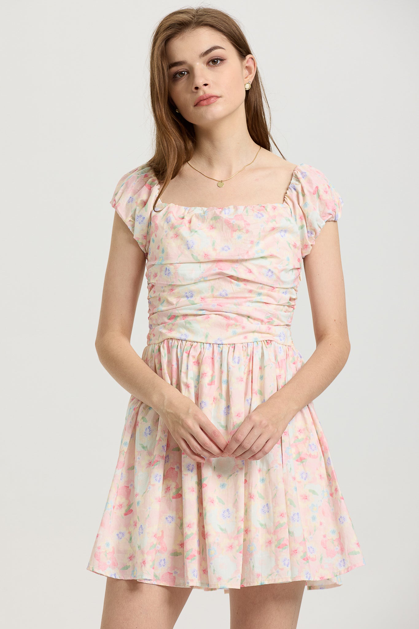 Pastel Floral Mini Dress (2S-2M-2L)