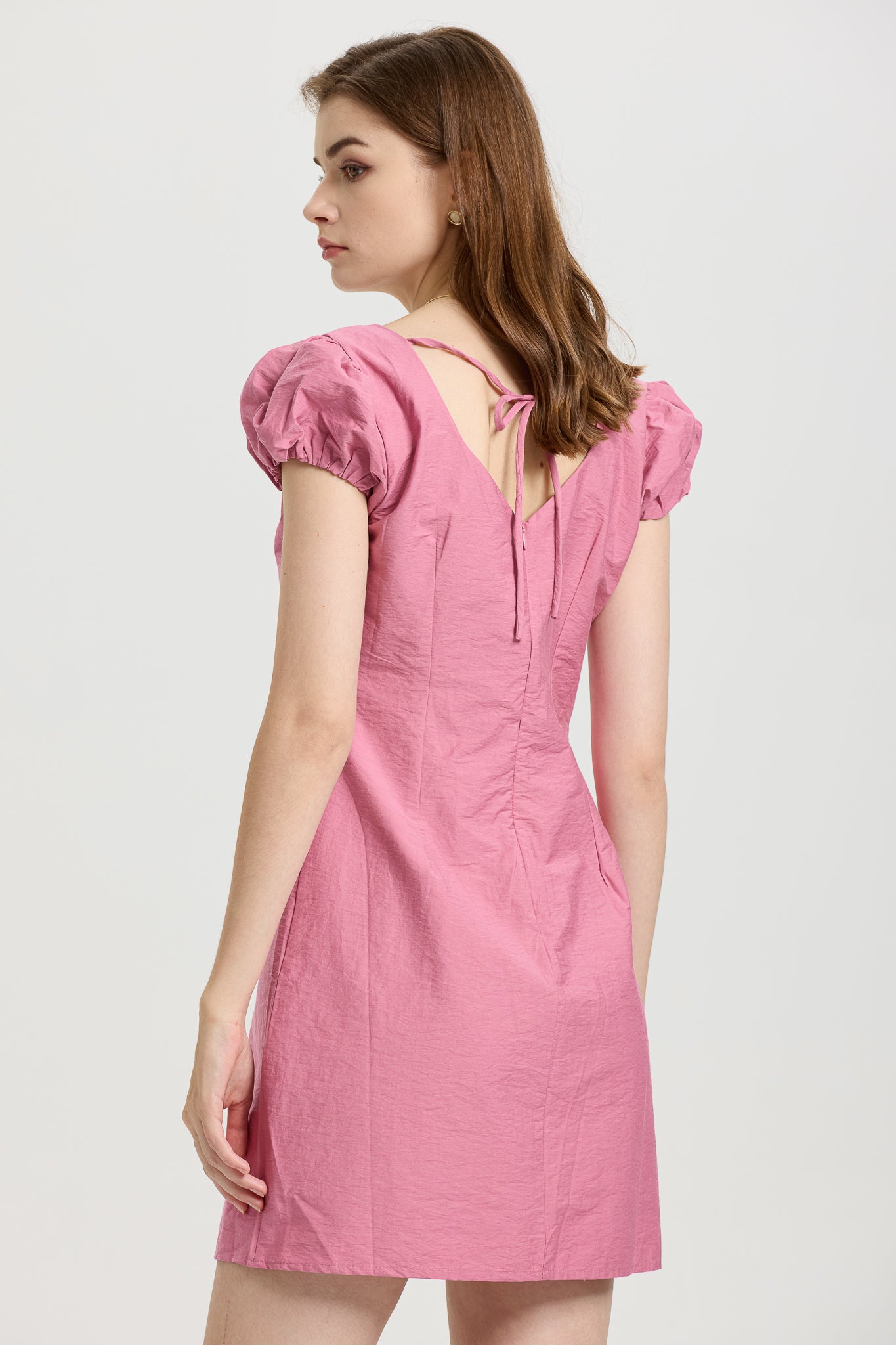 Pink Puff Sleeve Mini Dress (2S-2M-2L)